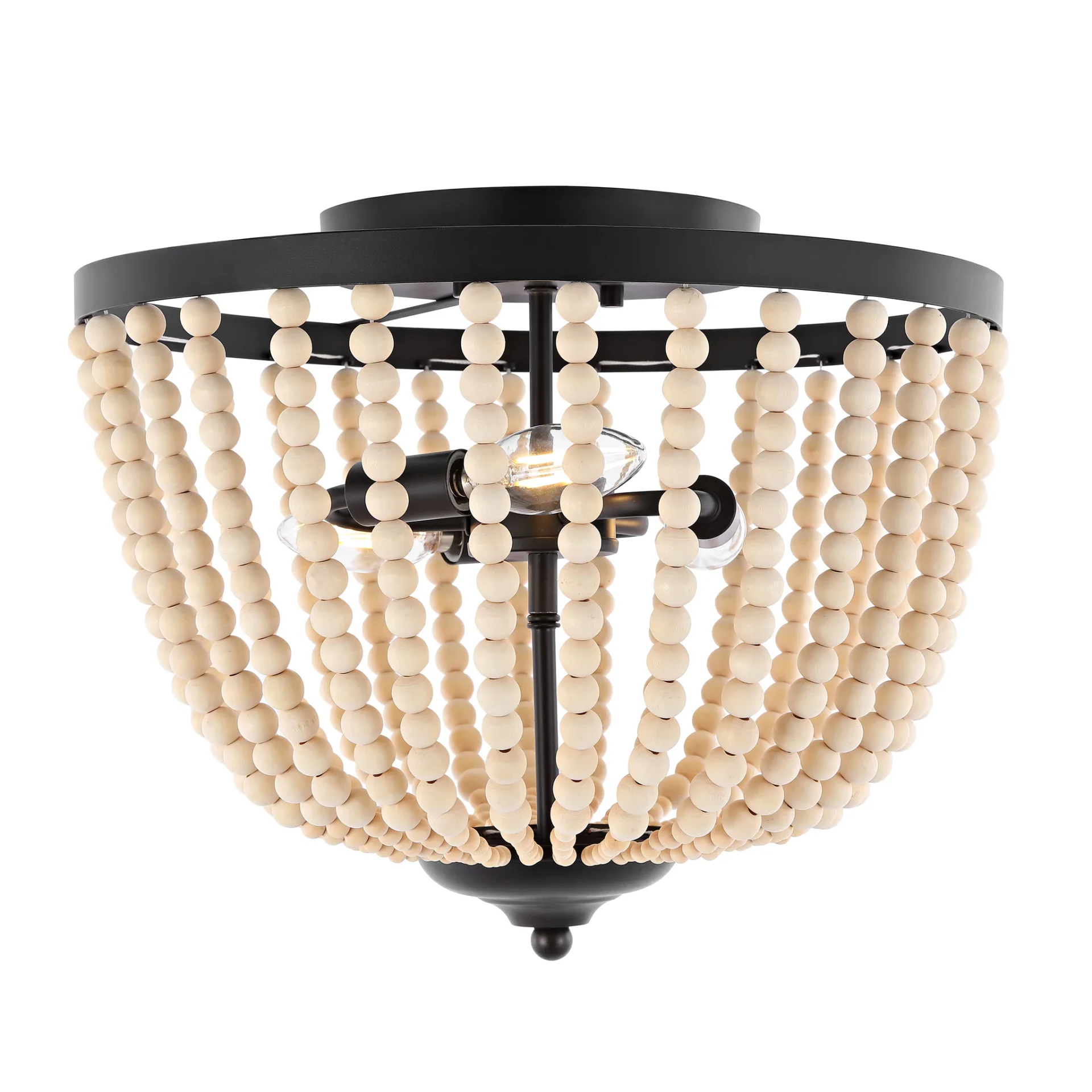 Hamlin Three-Light Flush Mount in Bronze / Natural