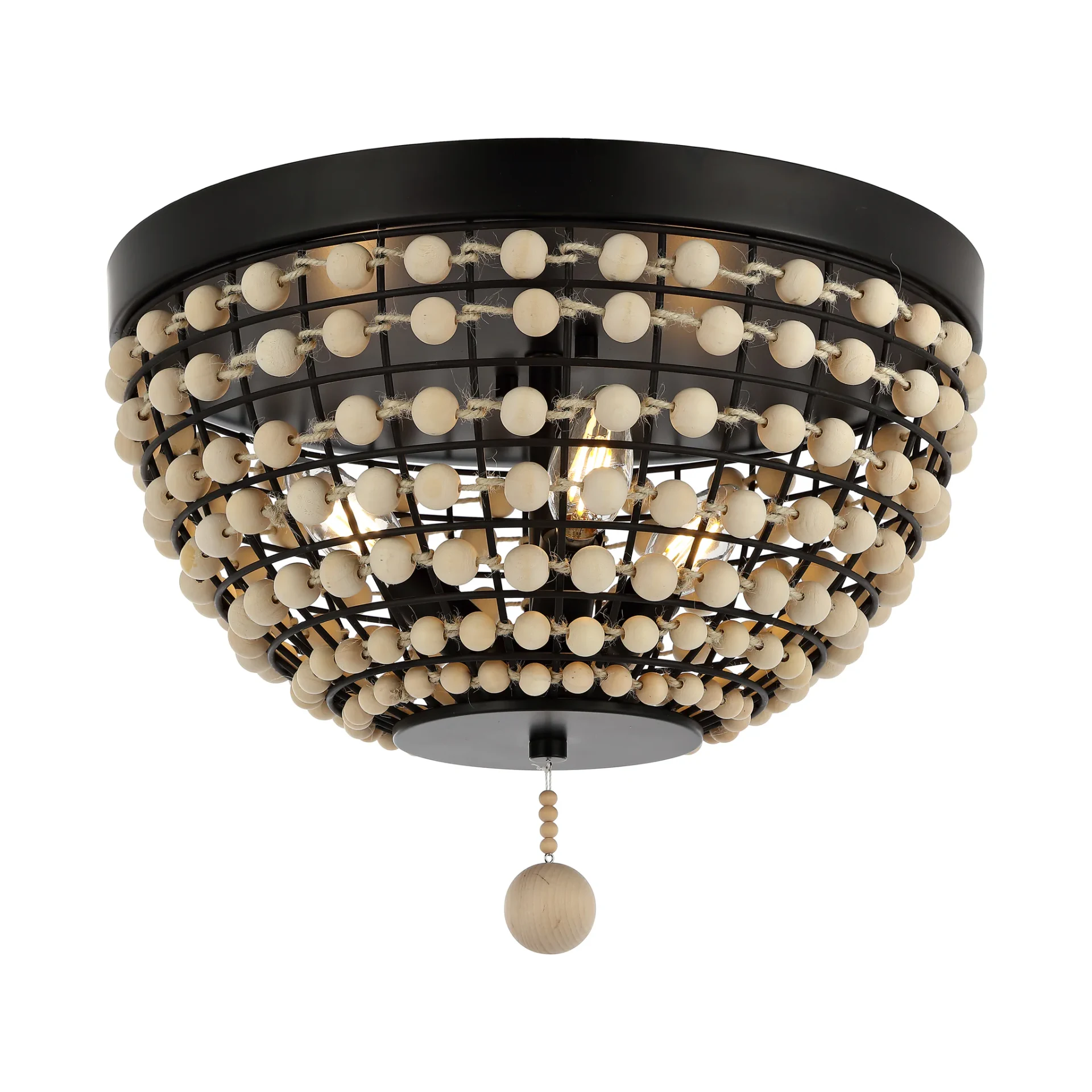 Bolson Three-Light Flush Mount in Bronze / Natural