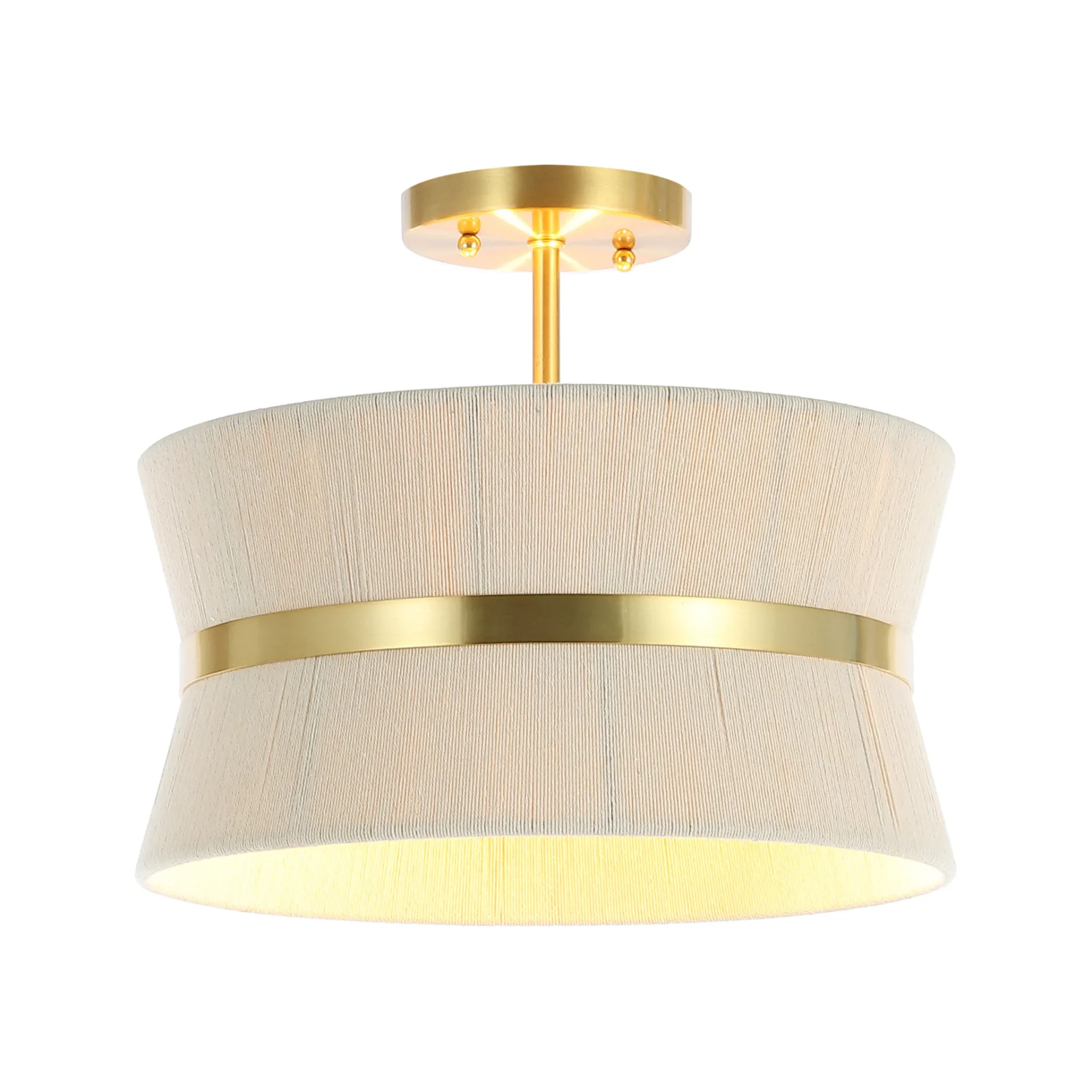 Desert Three-Light Semi-Flush Mount in Bleached Natural / Brass