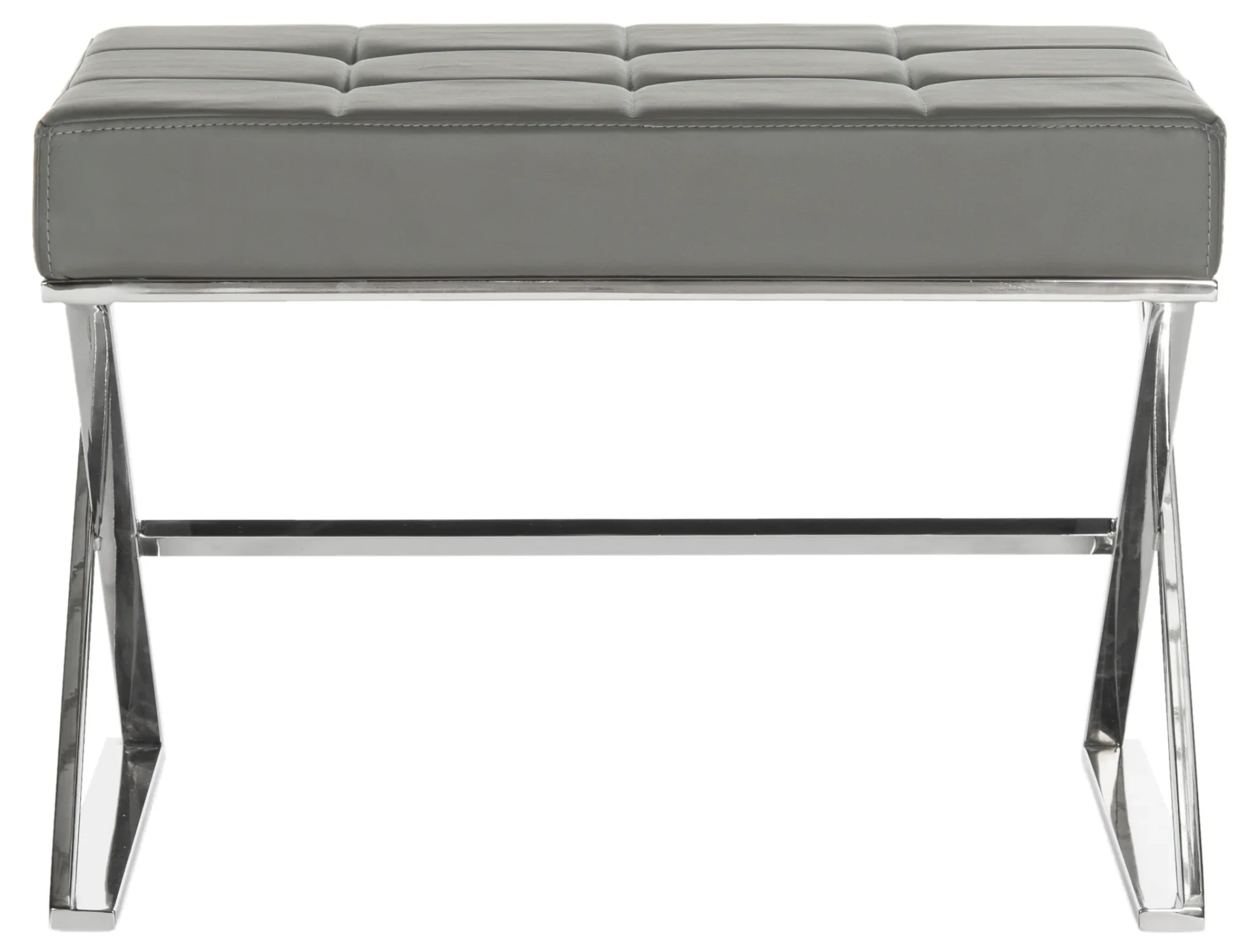 Micha Ottoman in Gray / Chrome