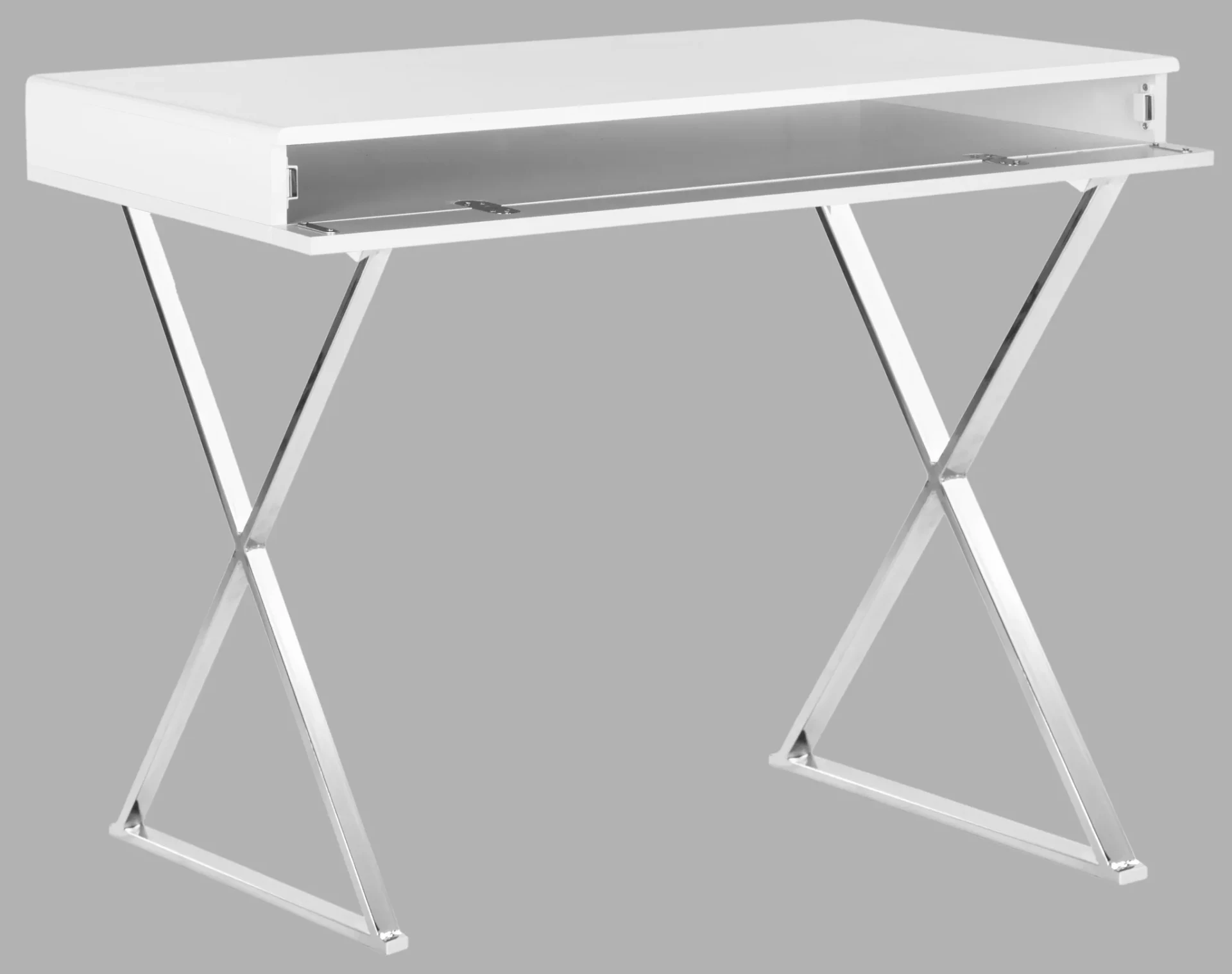Gordon Desk in White / Chrome