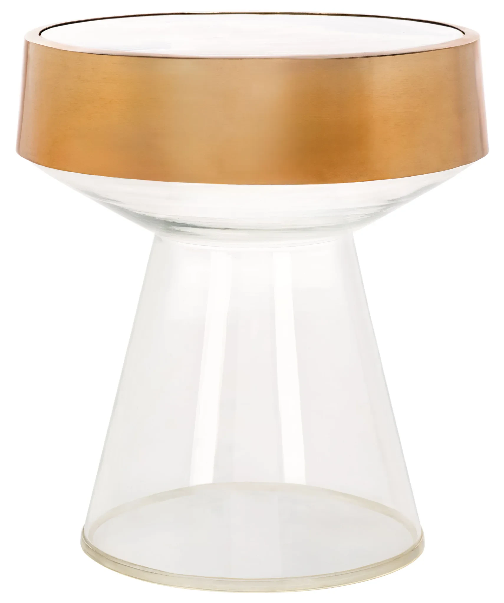 Szabo Round Accent Table in Gold / Clear