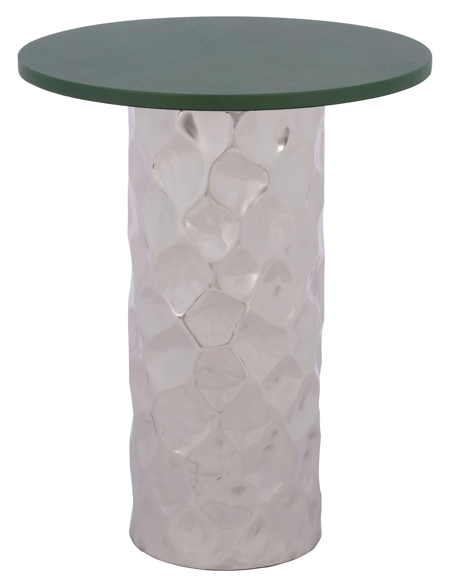 Hasu Round Side Table in Green / Silver