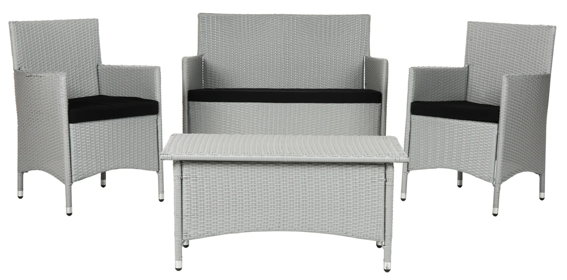 Mojavi Four-Piece Wicker Set in Gray / Black