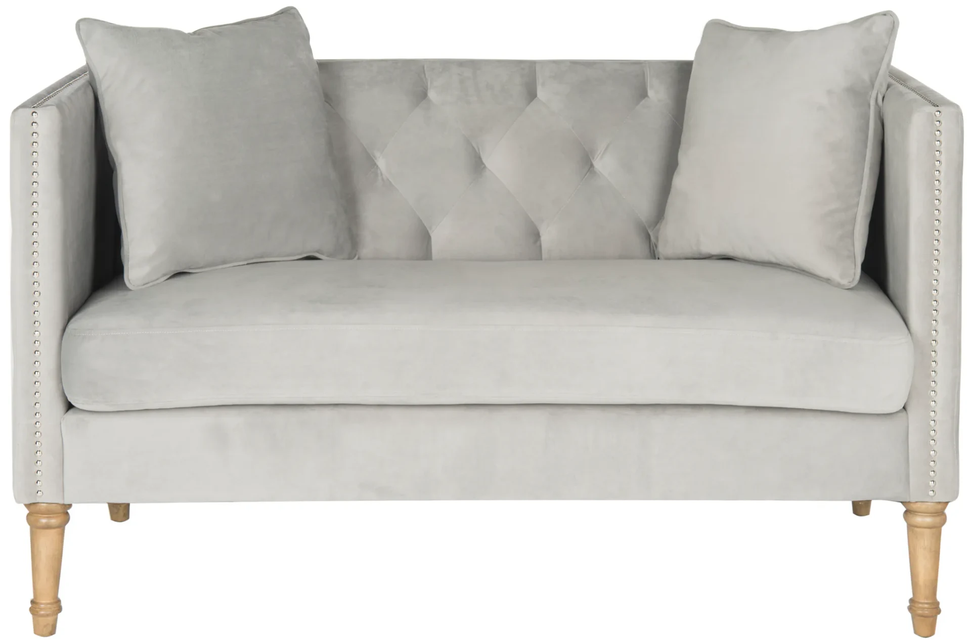 Sarah Settee With Throw Pillow in Gray