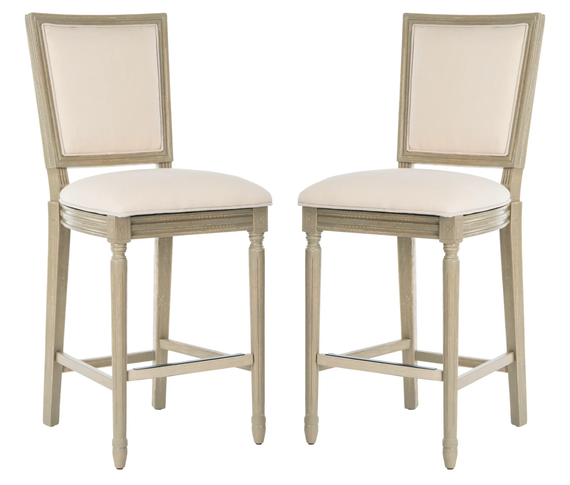 Buchanan Rectangular Barstool (Set of 2) in Beige / Oak