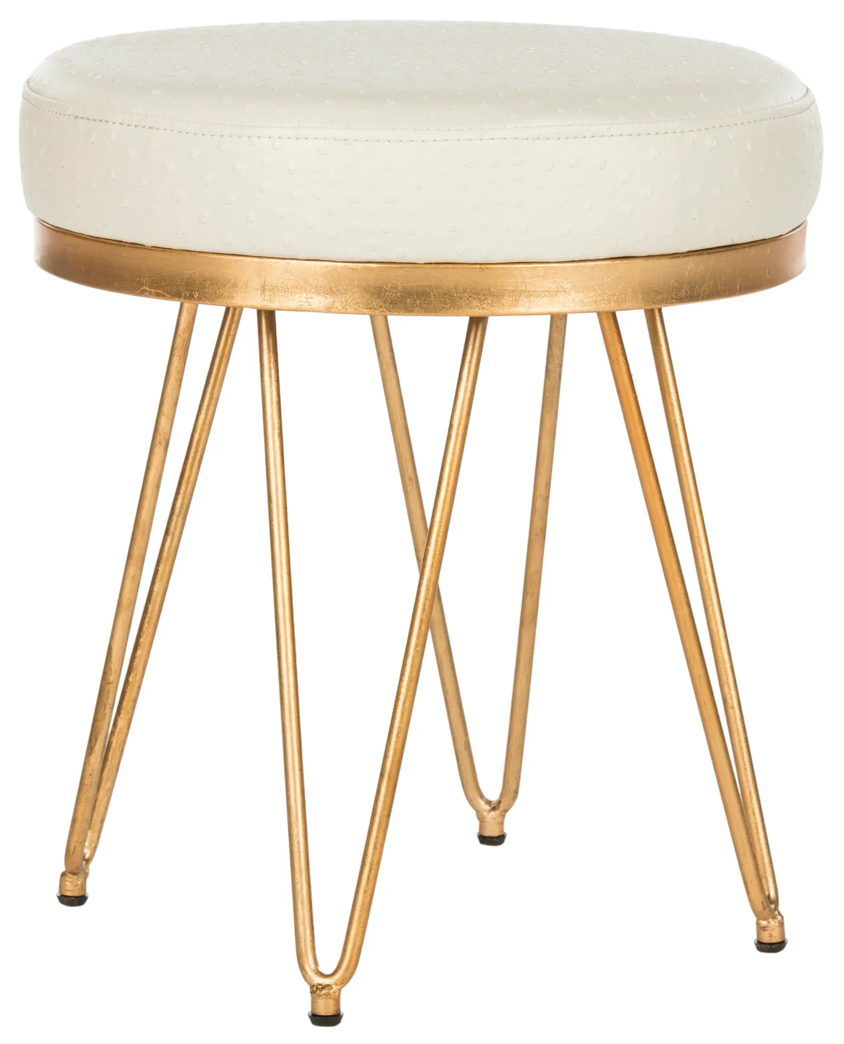 Jenine Round Bench in Cream / Gold