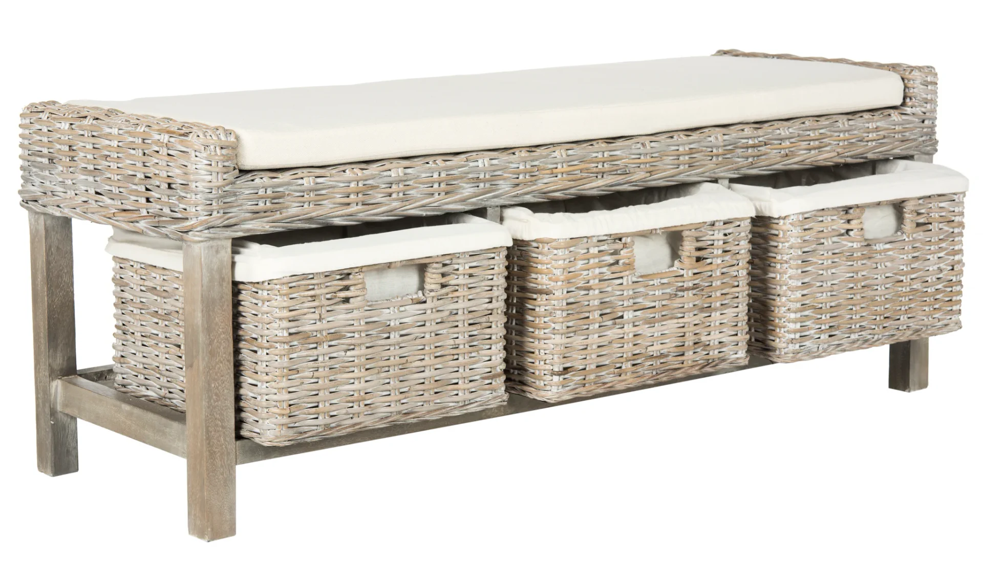 Kobutsu Storage Bench in White Washed