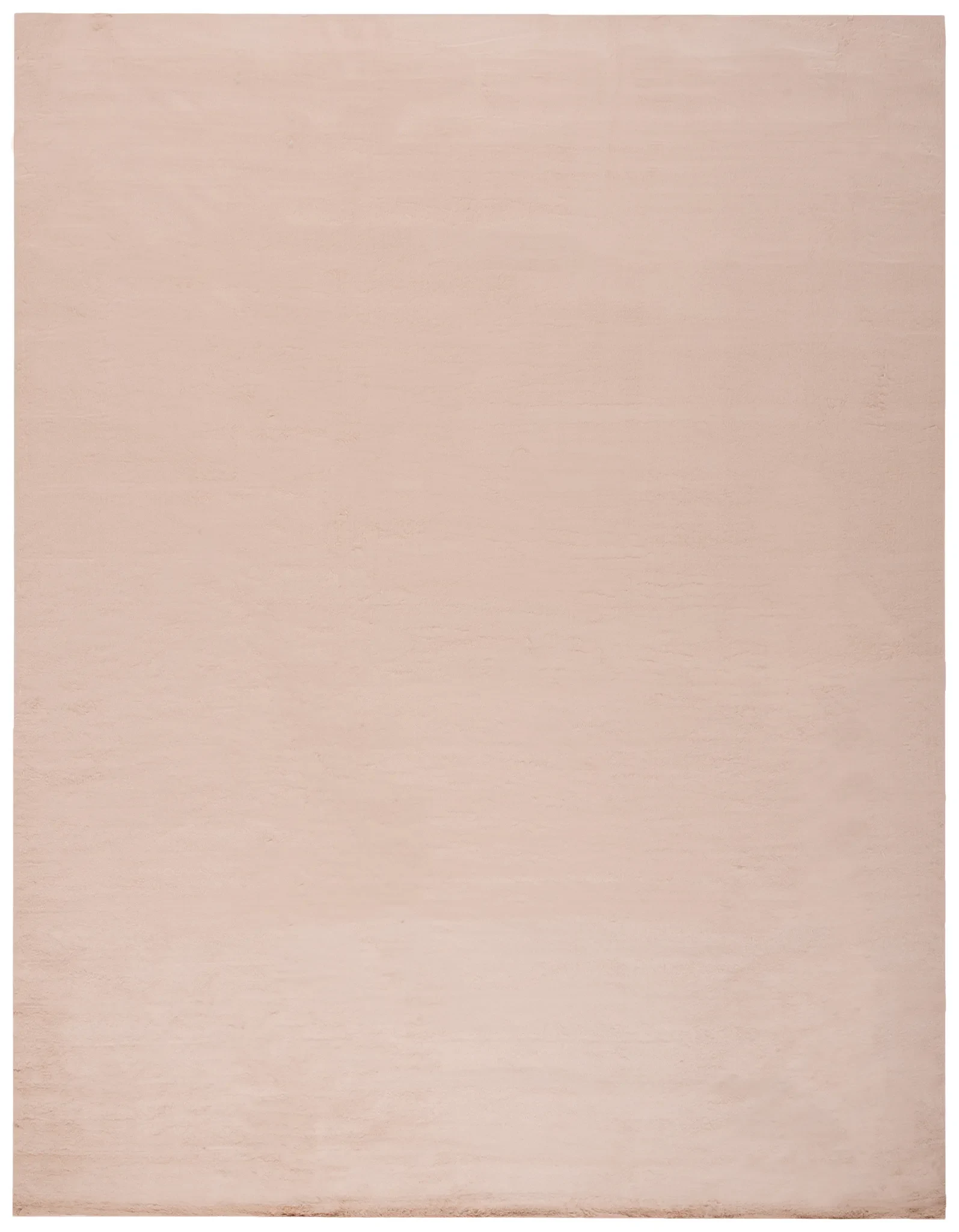Faux Rabbit Fur Solid Washable Rug in Beige