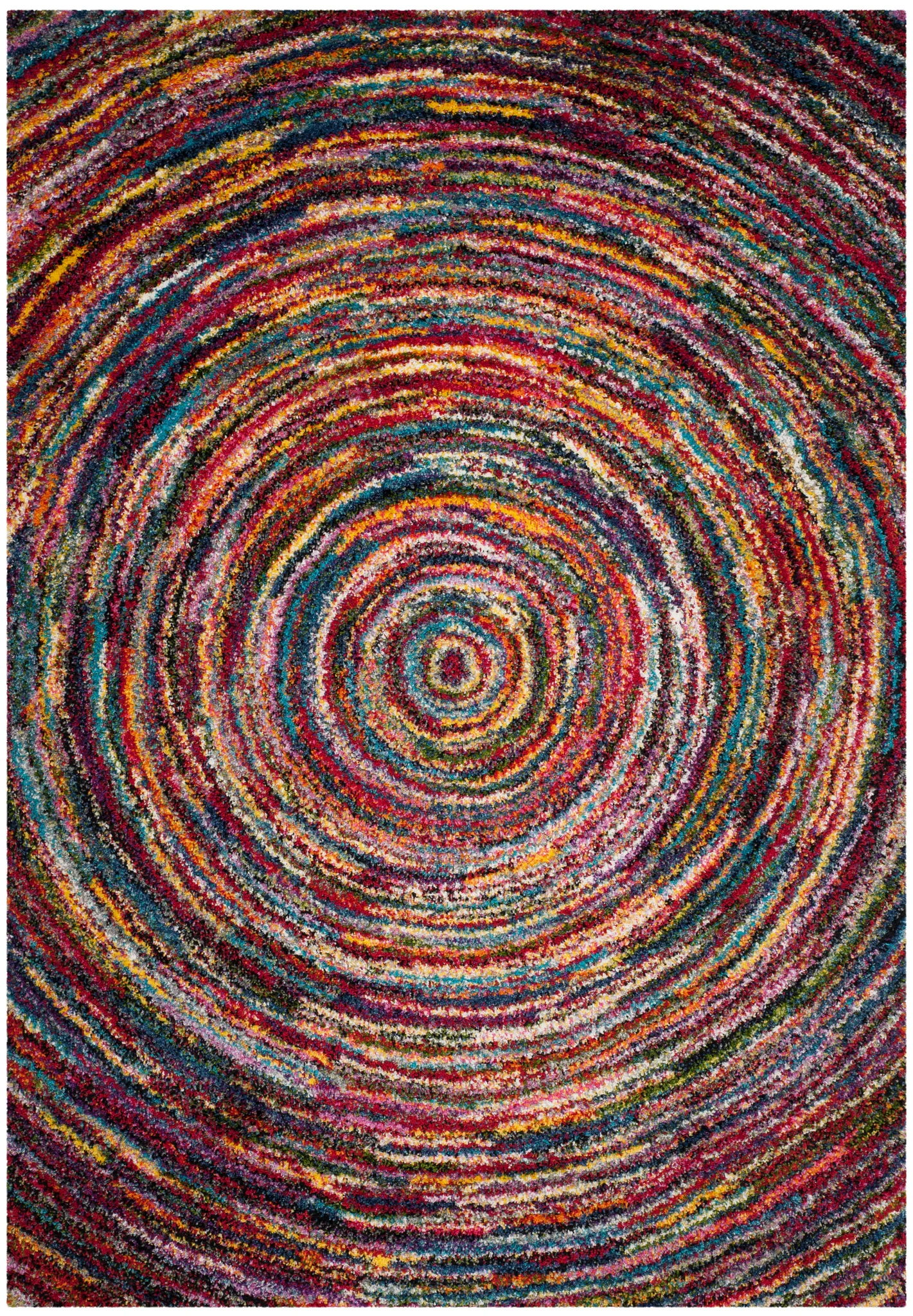 Fiesta Concentric Ripple Shag Rug in Multicolor