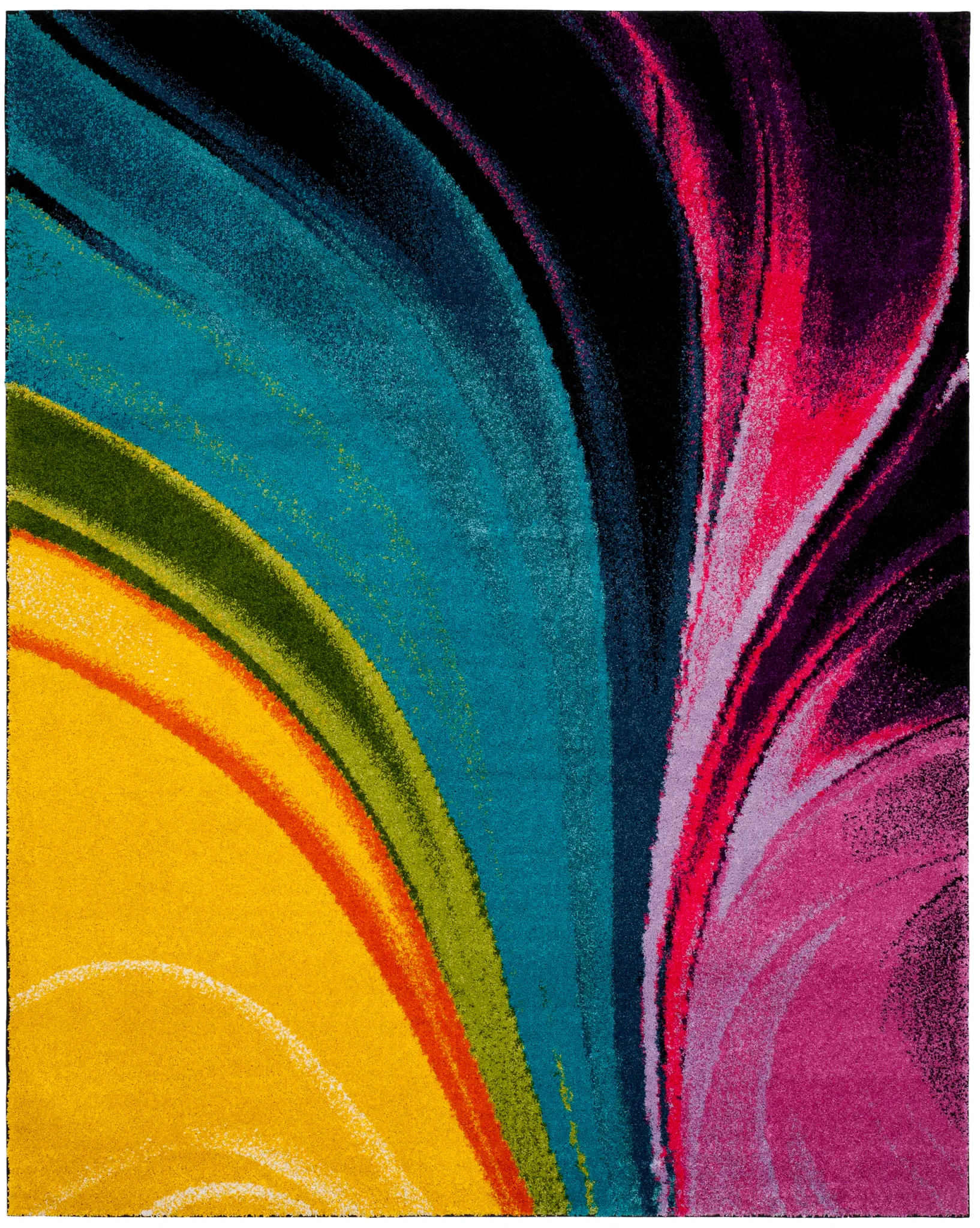 Fiesta Swirling Waves Shag Rug in Multicolor