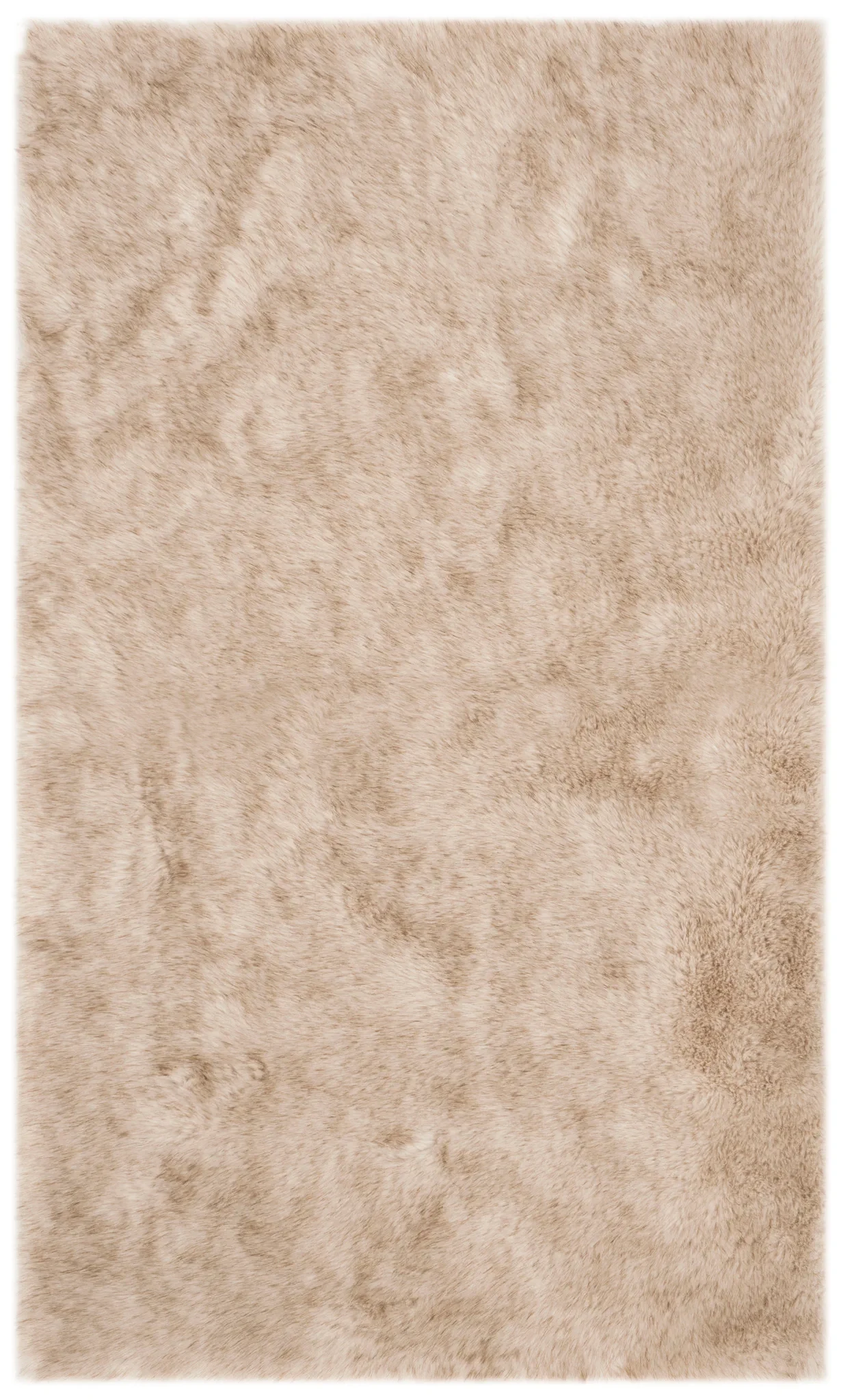 Faux Sheep Skin Solid Shag Rug in Beige / Brown