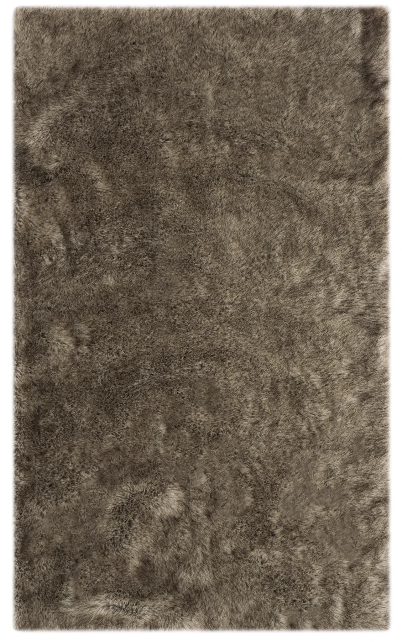 Faux Sheep Skin Solid Shag Rug in Gray / Black
