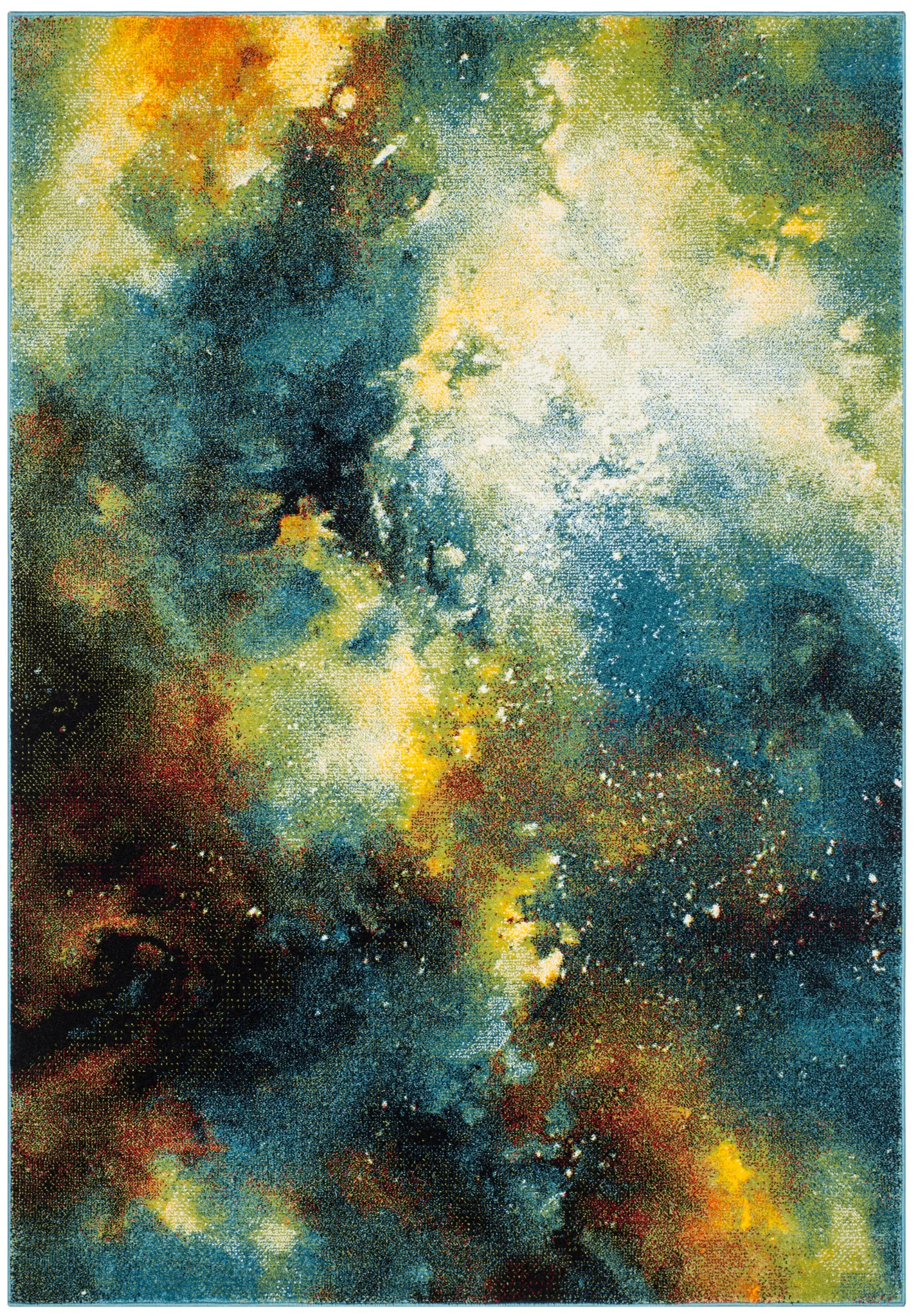 Galaxy Abstract Painterly Rug in Blue / Multicolor