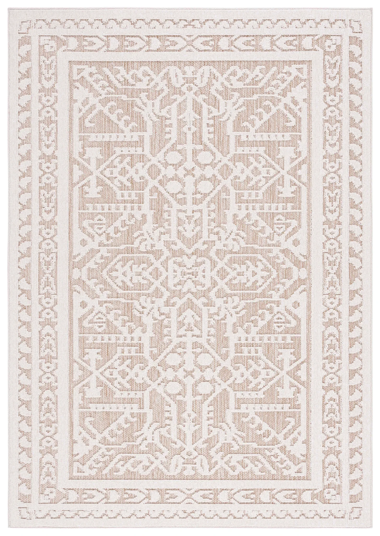 Global Bohemian Medallion Outdoor Rug in Beige / Light Beige