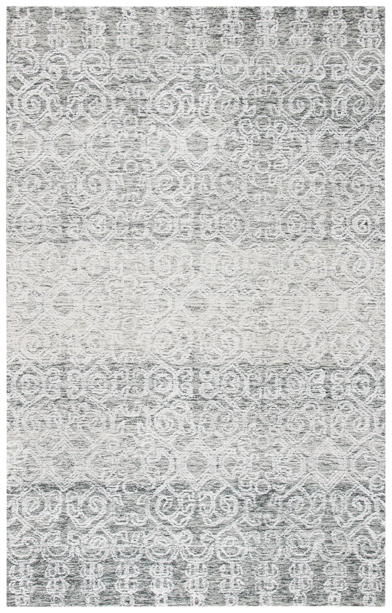 Glamour Distressed Damask Hand-Tufted Rug in Charcoal