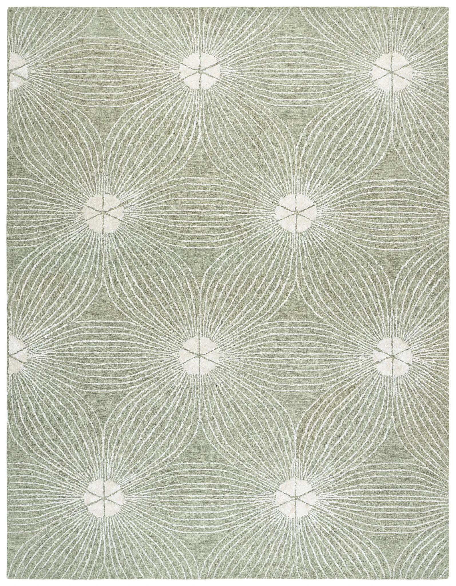 Glamour Floral Burst Hand-Tufted Rug in Sage / Ivory