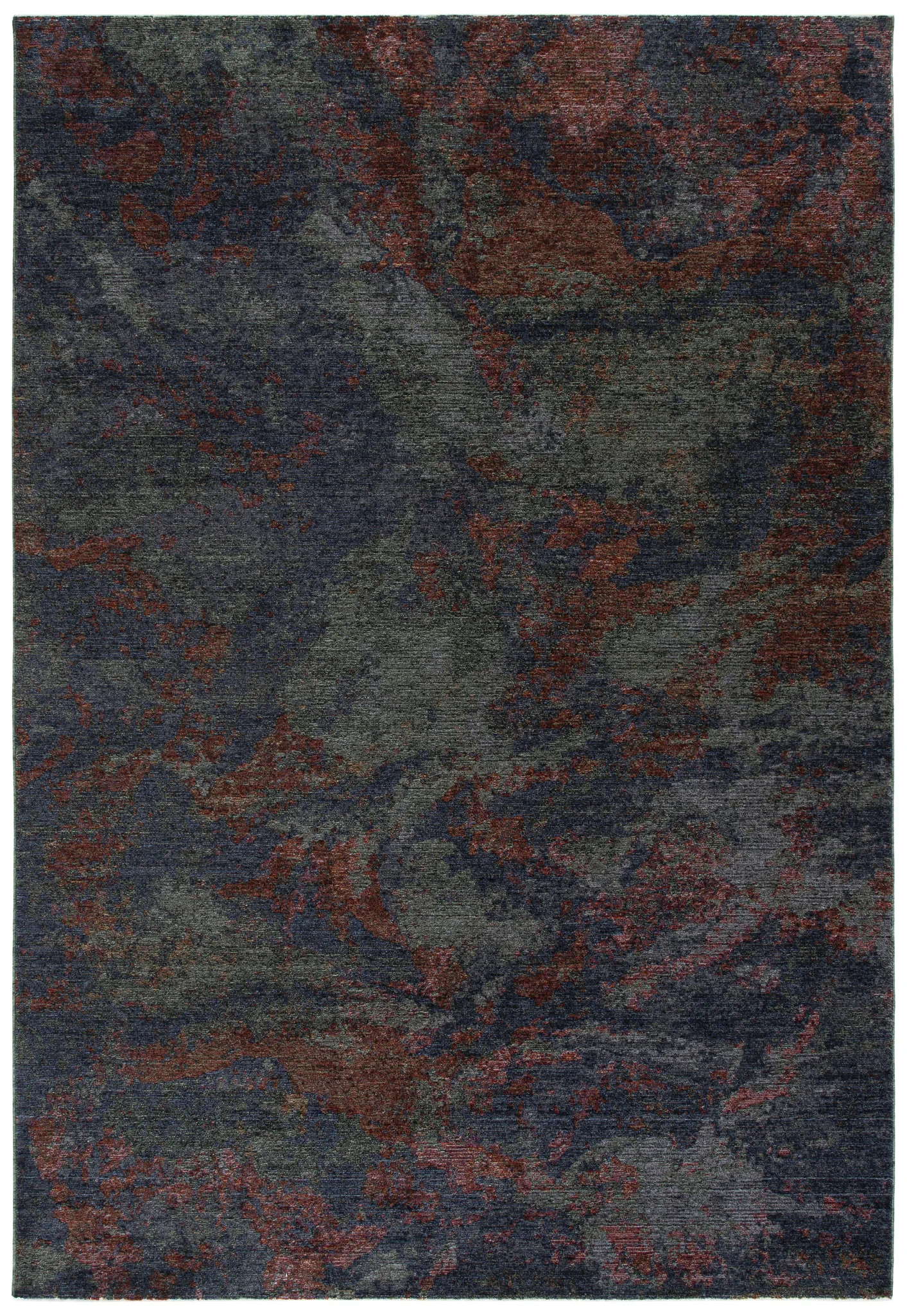 Gemstone Modern Abstract Rug in Rust Sage / Navy