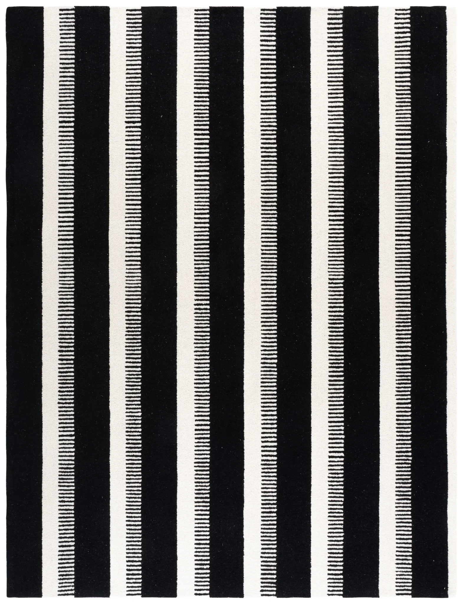 Genre Ladder Stripe Hand-Tufted Wool Rug in Black / Ivory
