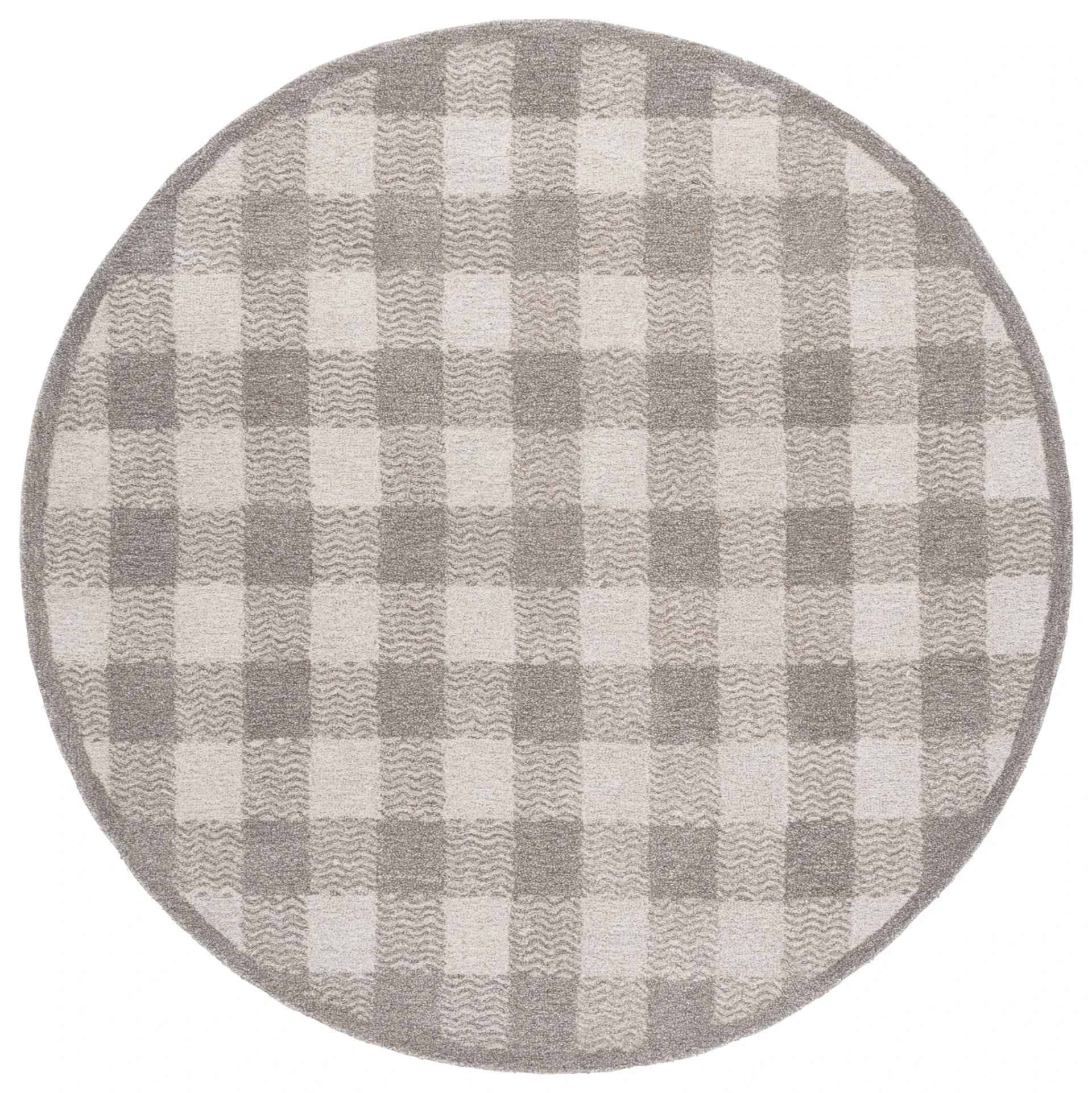 Genre Checkered Hand-Tufted Wool Rug in Gray / Ivory