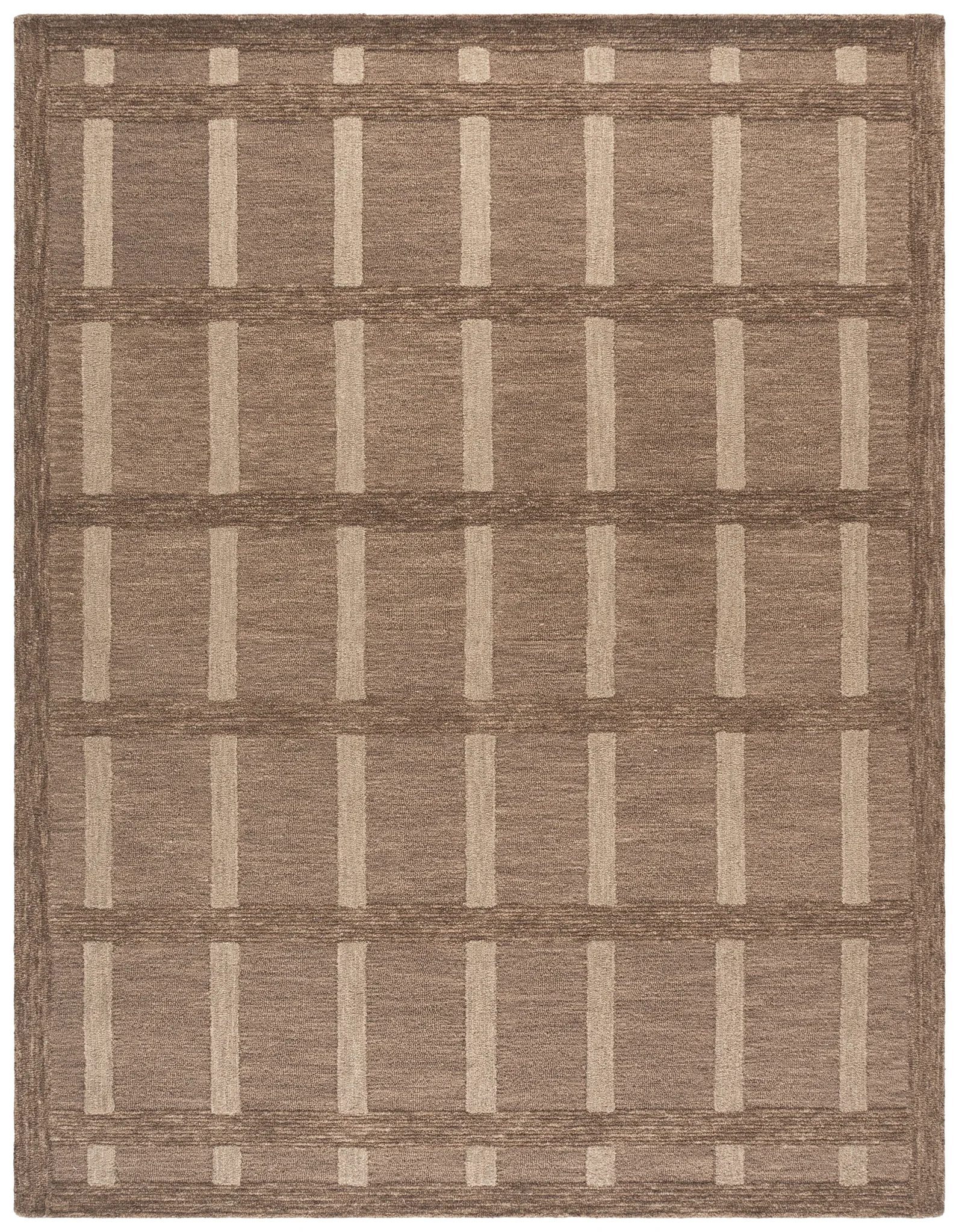 Genre Modern Grid Hand-Tufted Wool Rug in Brown / Beige
