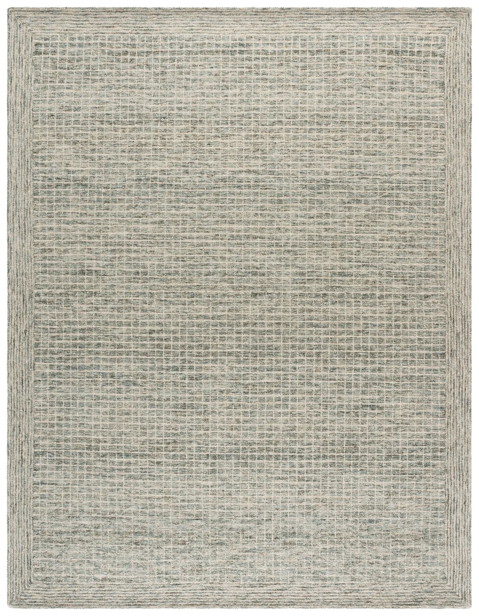 Genre Modern Grid Hand-Tufted Wool Rug in Sage / Ivory