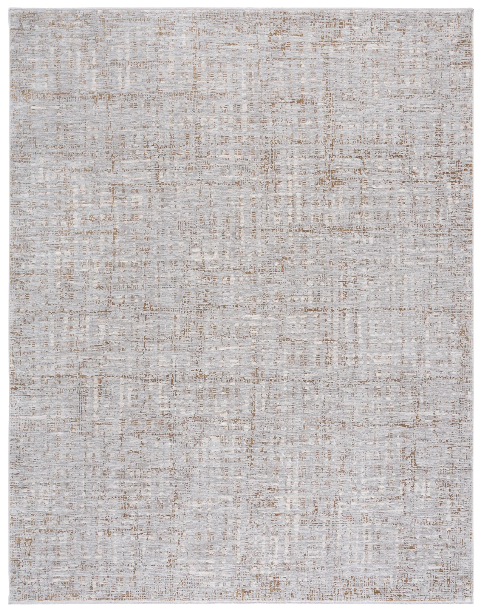 Garnet Distressed Grid Rug in Gold / Gray