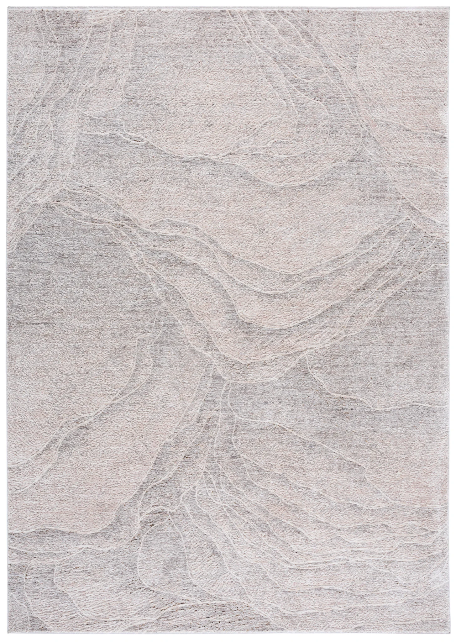 Garnet Abstract Wave Rug in Ivory / Gray