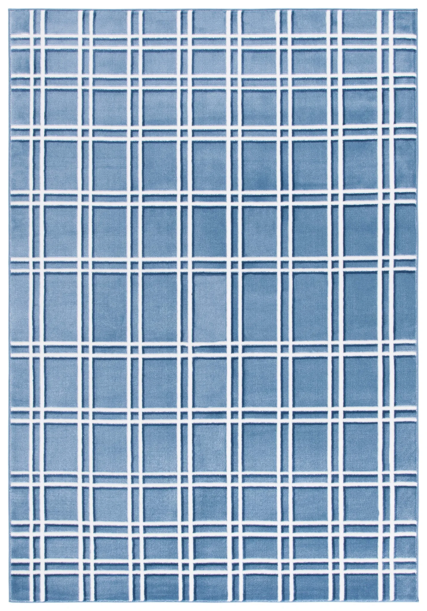 Groove Grid Rug in Blue / Ivory