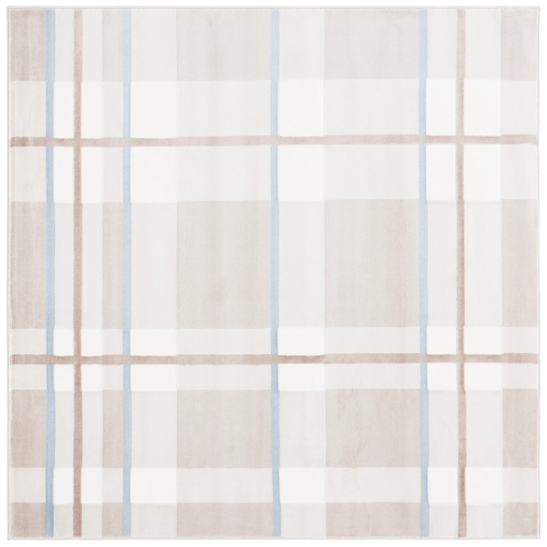 Groove Windowpane Plaid Rug in Beige / Light Blue