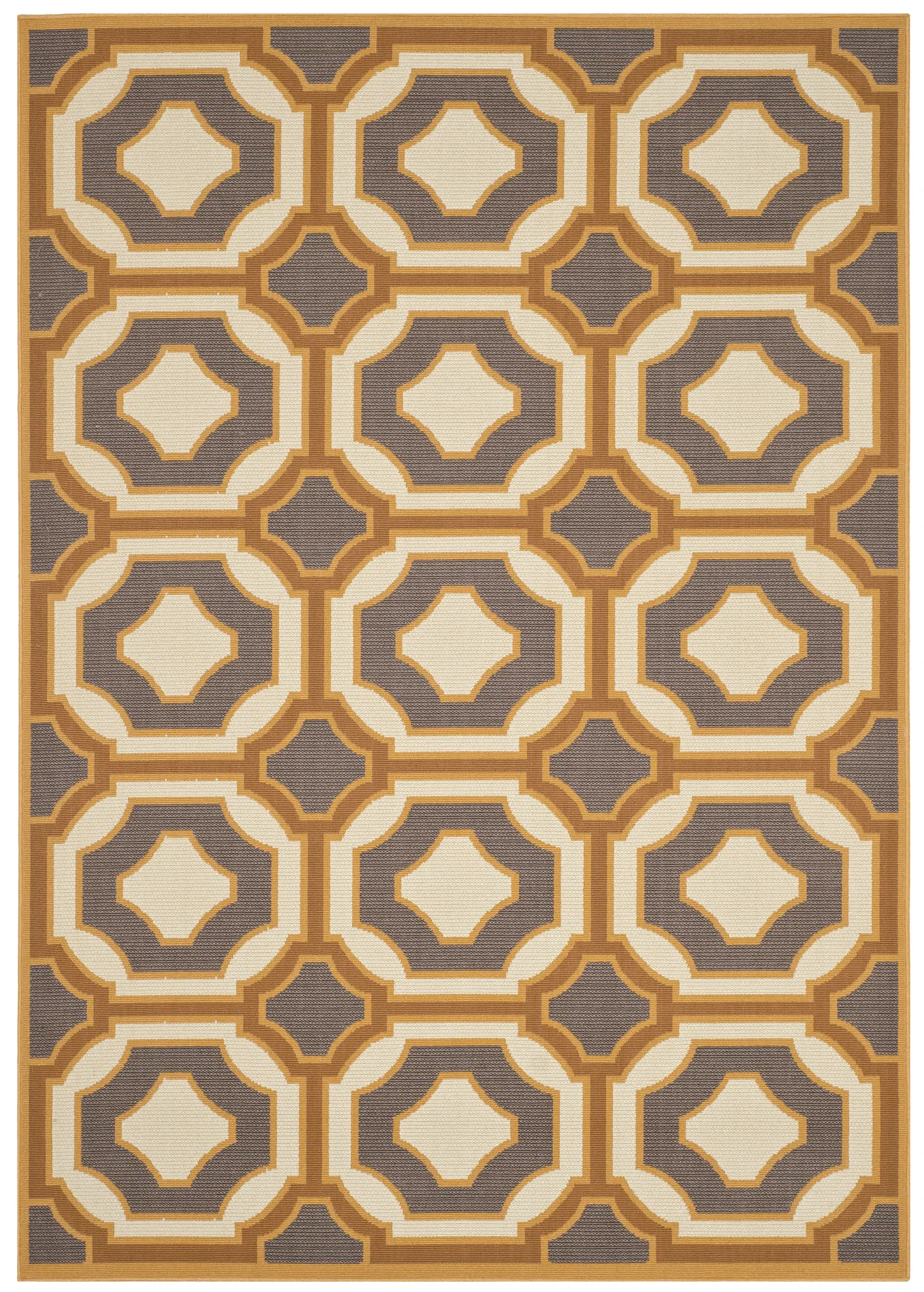 Hampton Geometric Trellis Rug in Dark Gray / Ivory