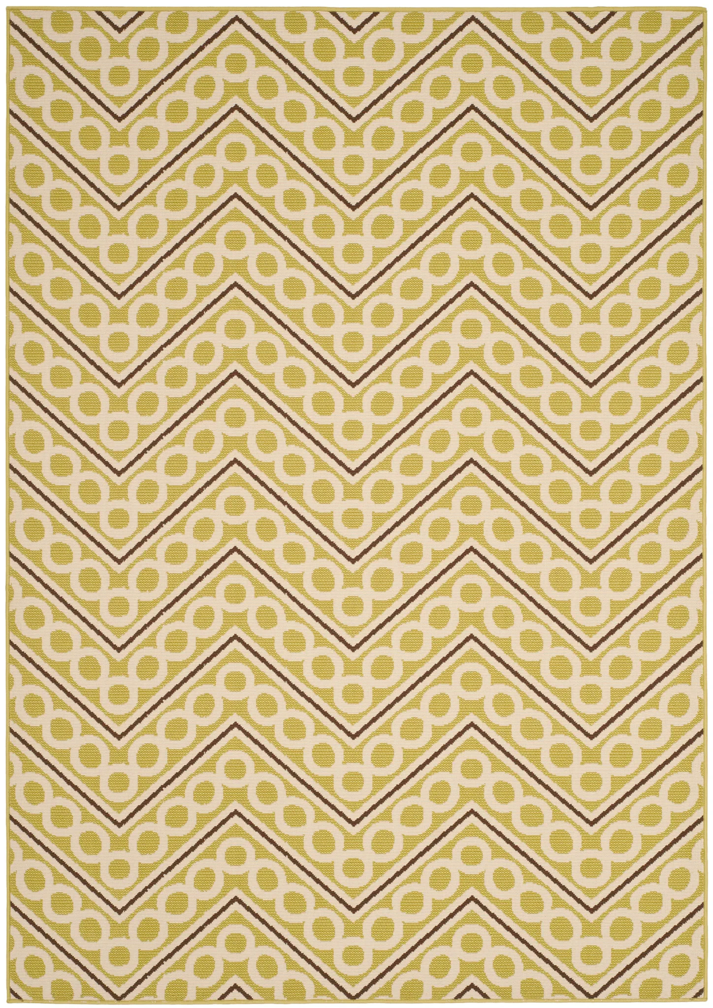 Hampton Chevron Rug in Green / Ivory