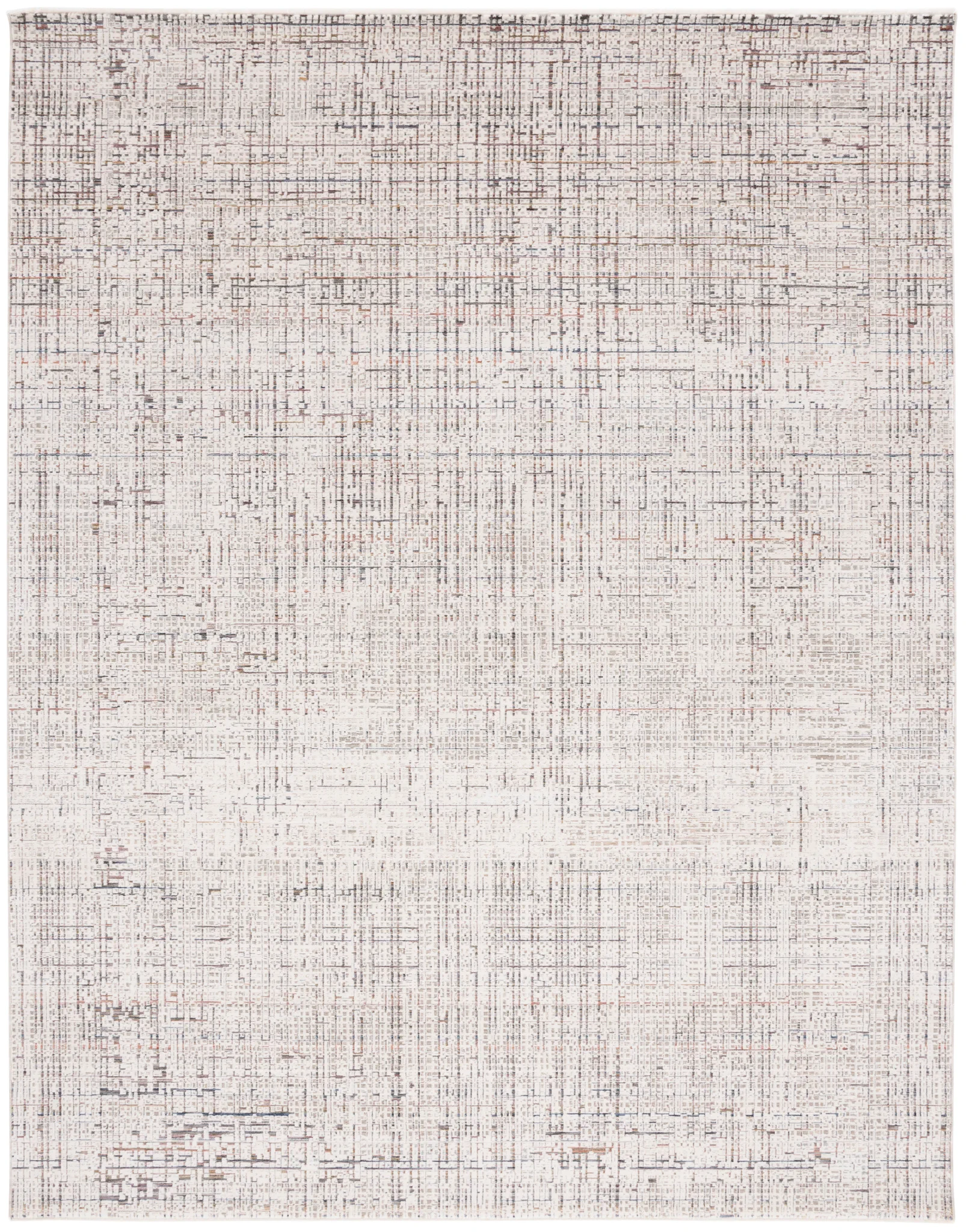 Harlow Abstract Grid Rug in Ivory Gray / Rust