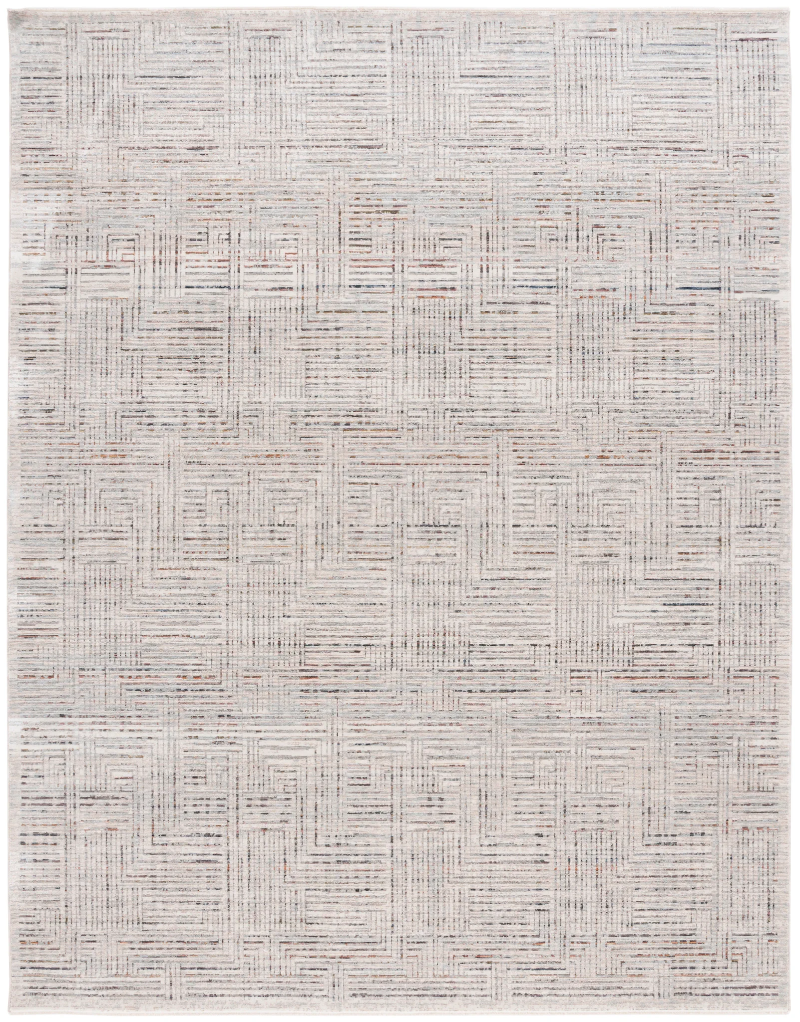 Harlow Maze Rug in Ivory Gray / Rust