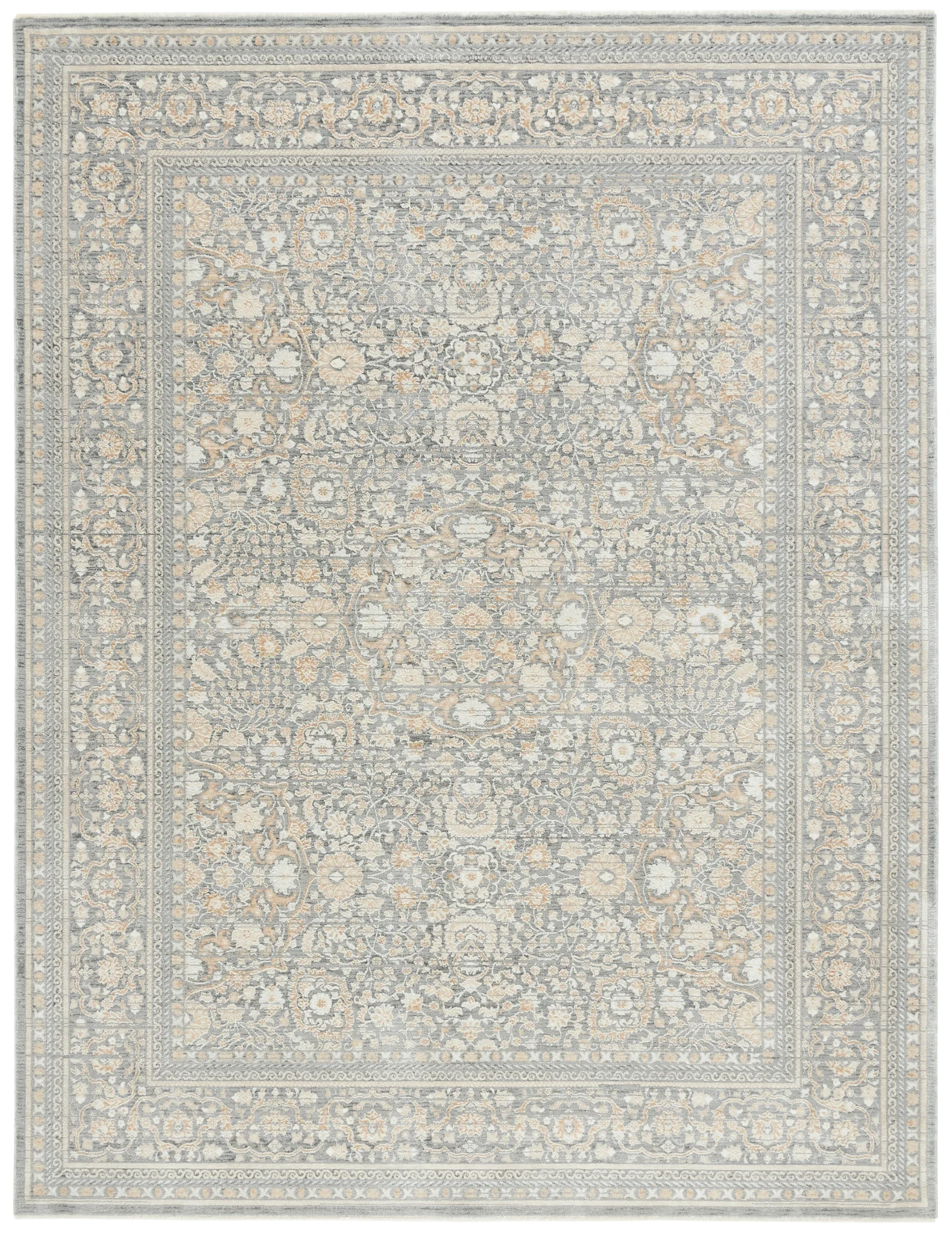 Harlow Traditional Floral Rug in Ivory / Blue Gray