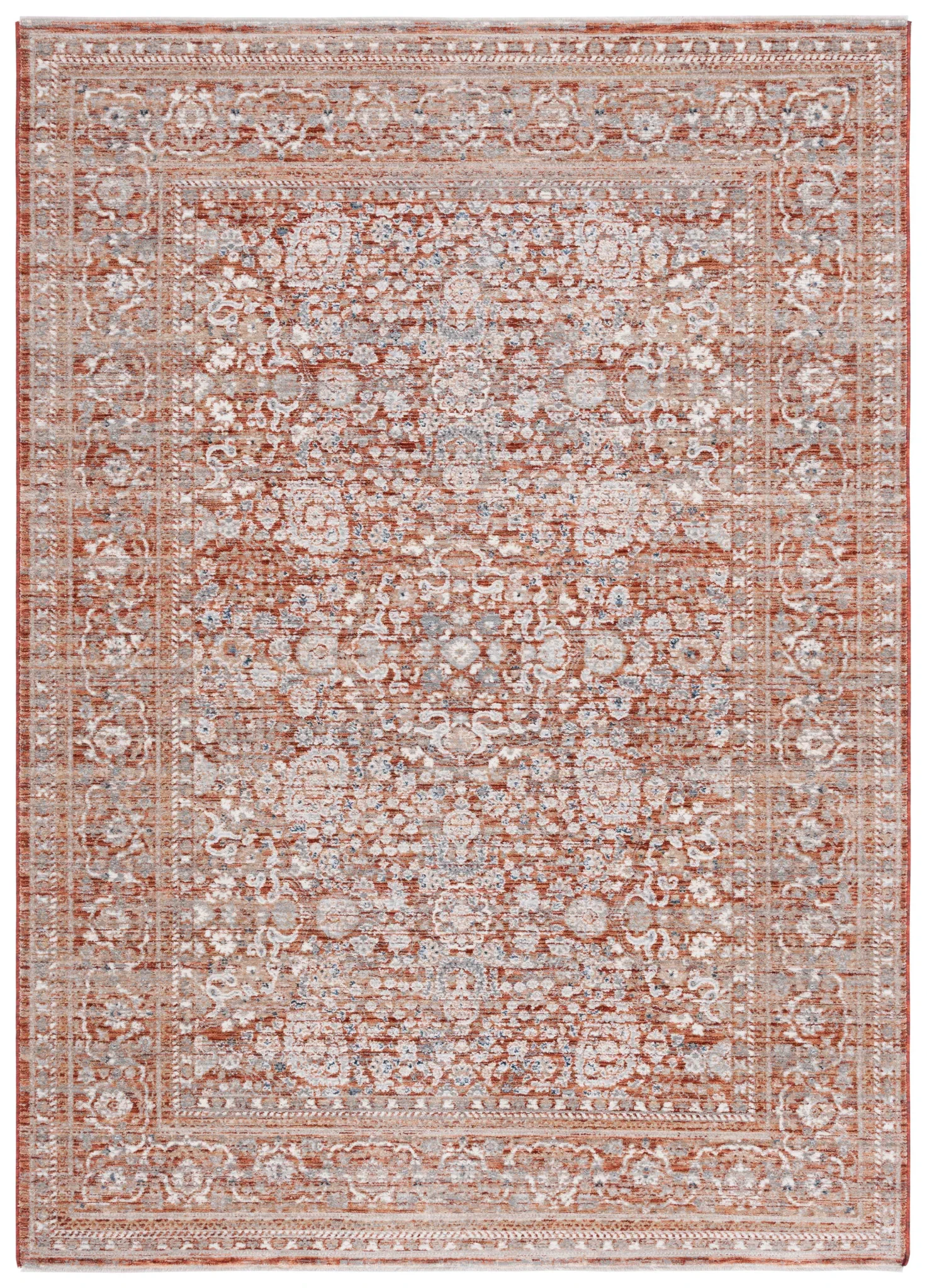 Harlow Floral Medallion Rug in Rust / Ivory Gray