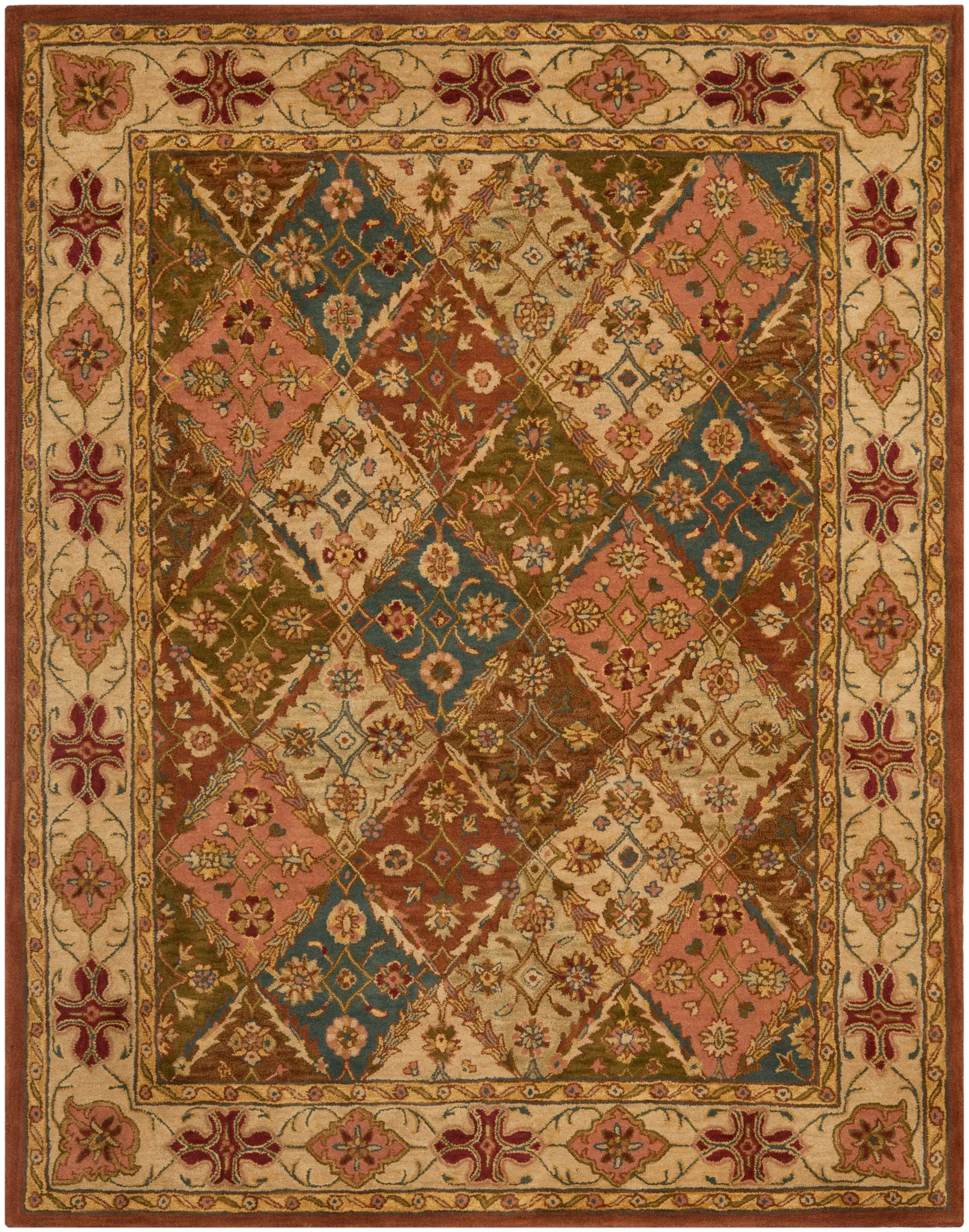 Heritage Diamond Patchwork Hand-Tufted Wool Rug in Beige