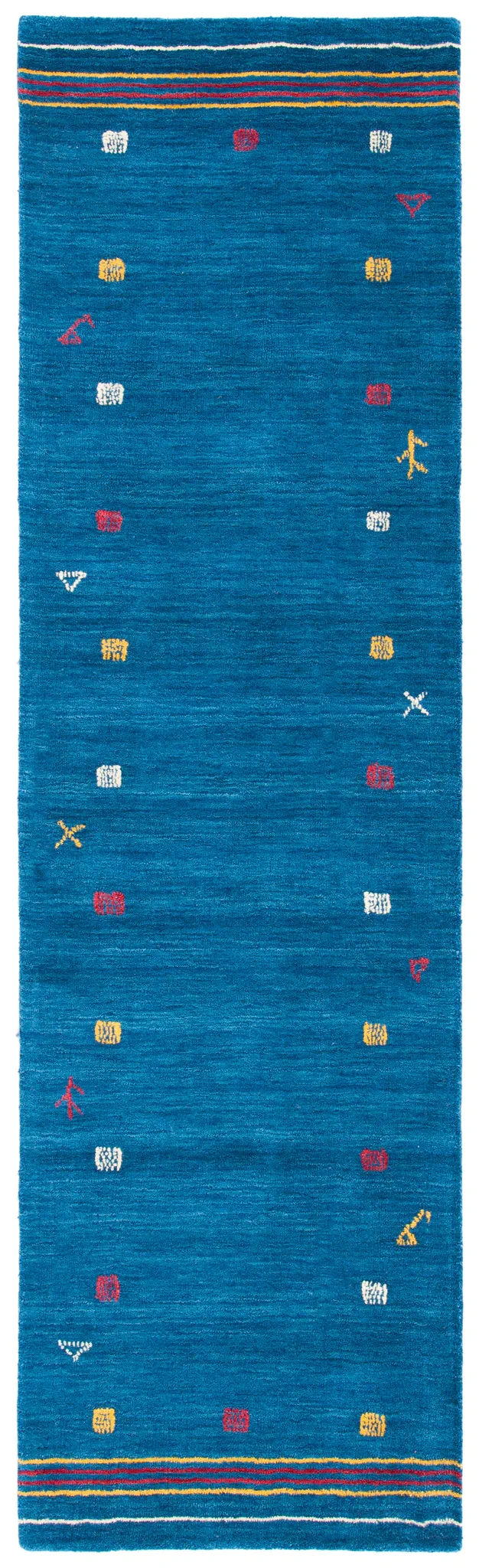 Himalaya Tribal Border Hand-Loomed Wool Rug in Blue