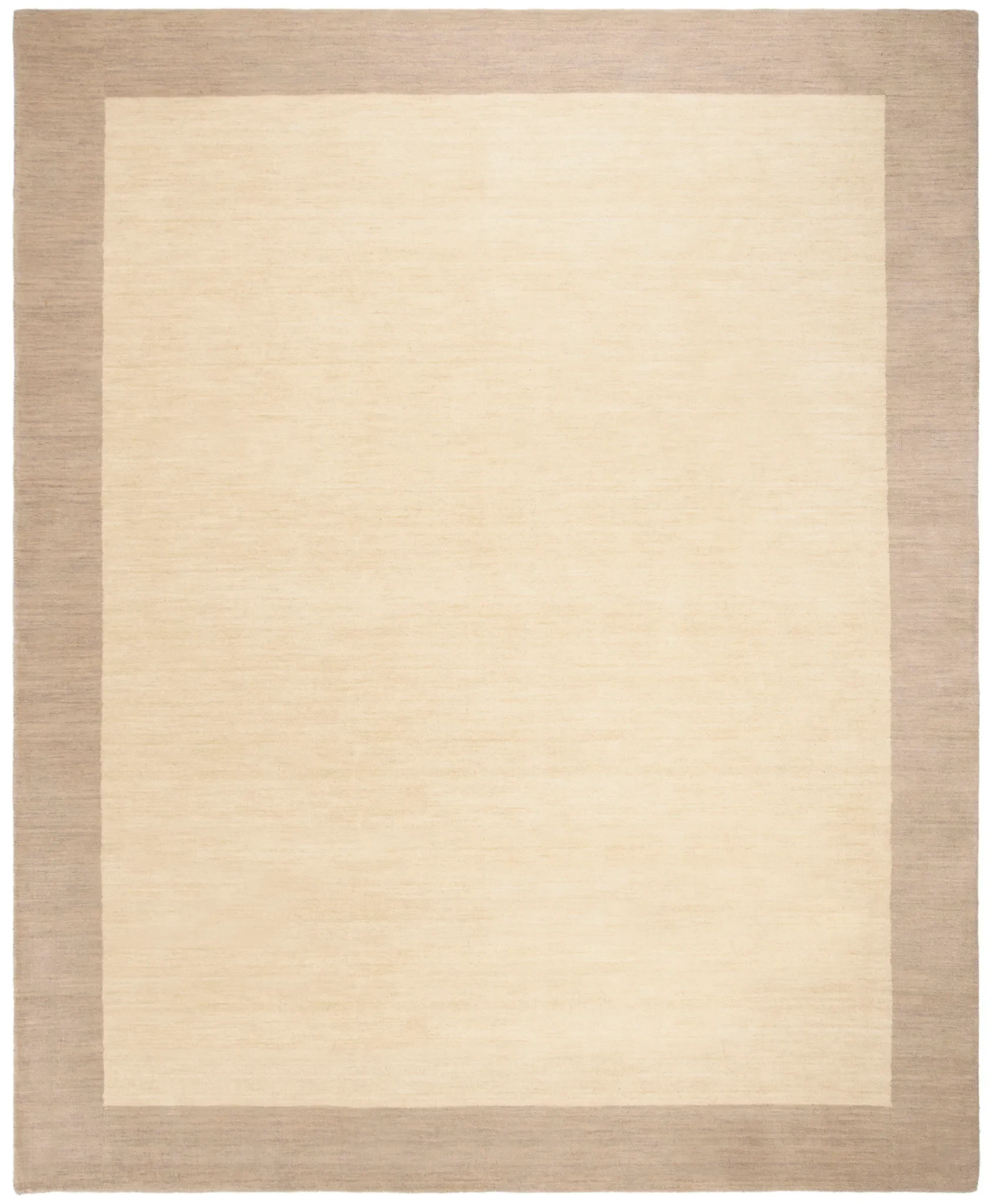 Himalaya Solid Bordered Hand-Loomed Wool Rug in Ivory / Beige