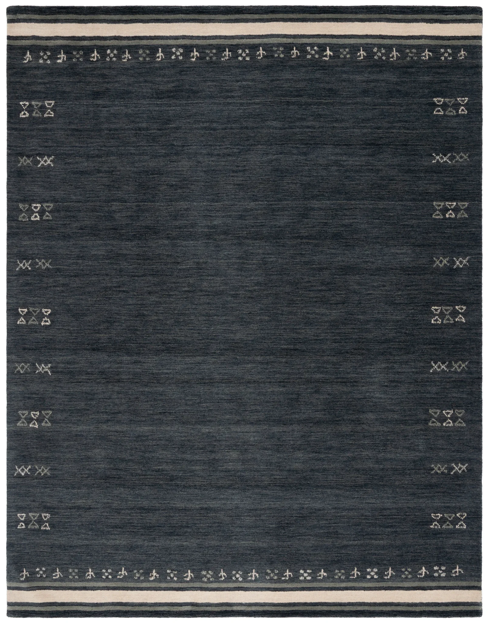 Himalaya Bordered Hand-Loomed Wool Rug in Charcoal
