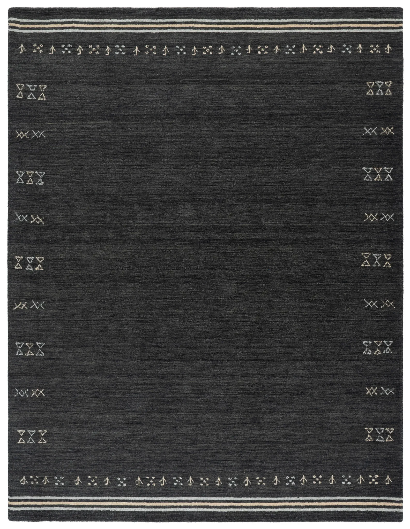 Himalaya Bordered Hand-Loomed Wool Rug in Charcoal
