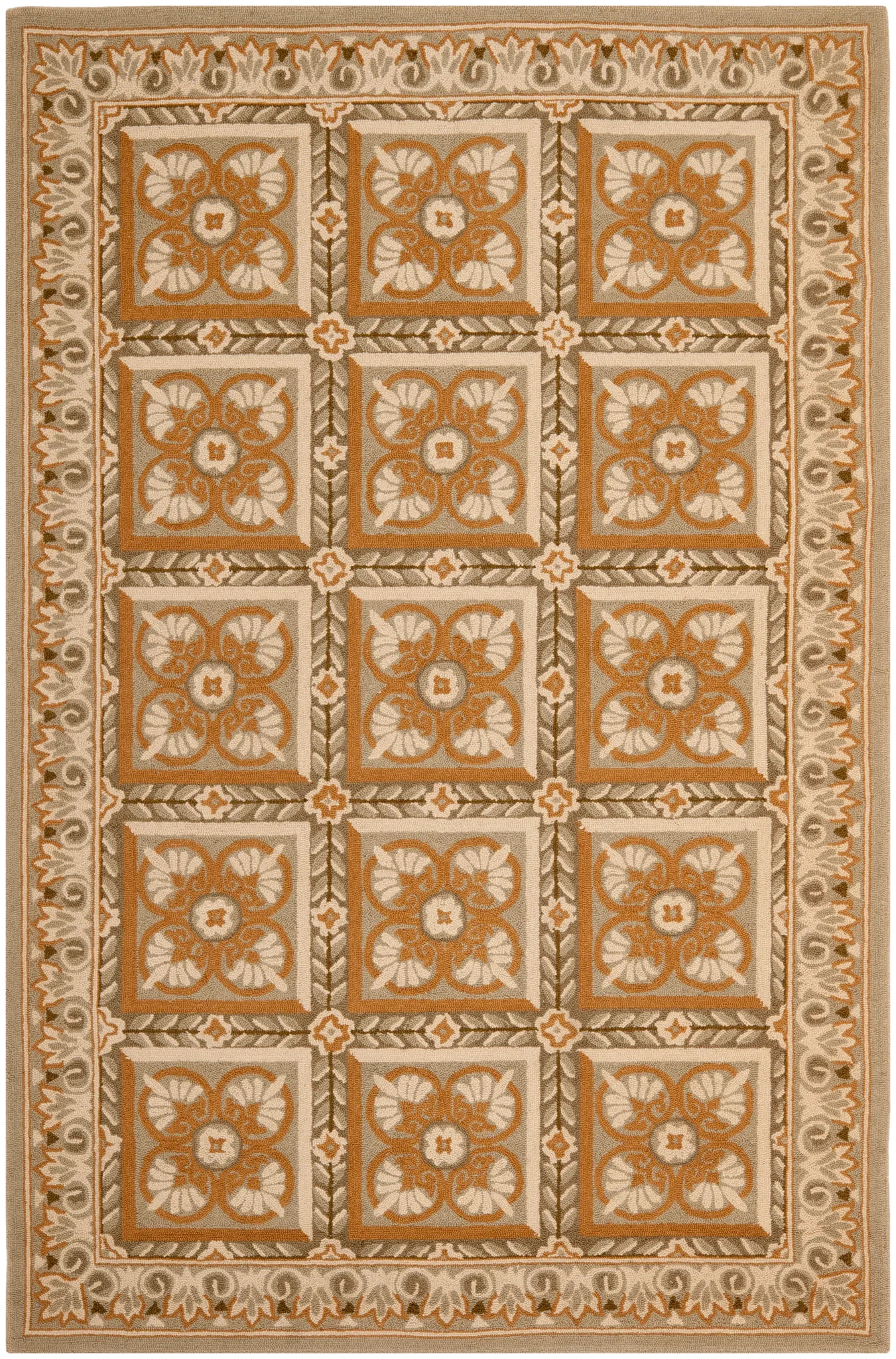 Chelsea Floral Panel Hand-Hooked Wool Rug in Multicolor