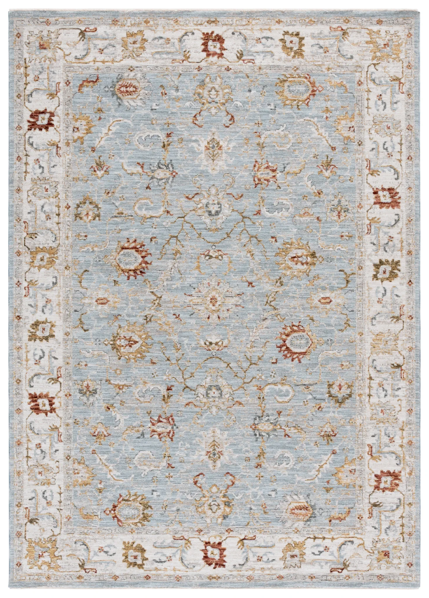 Hamilton Floral Bordered Rug in Blue / Gold