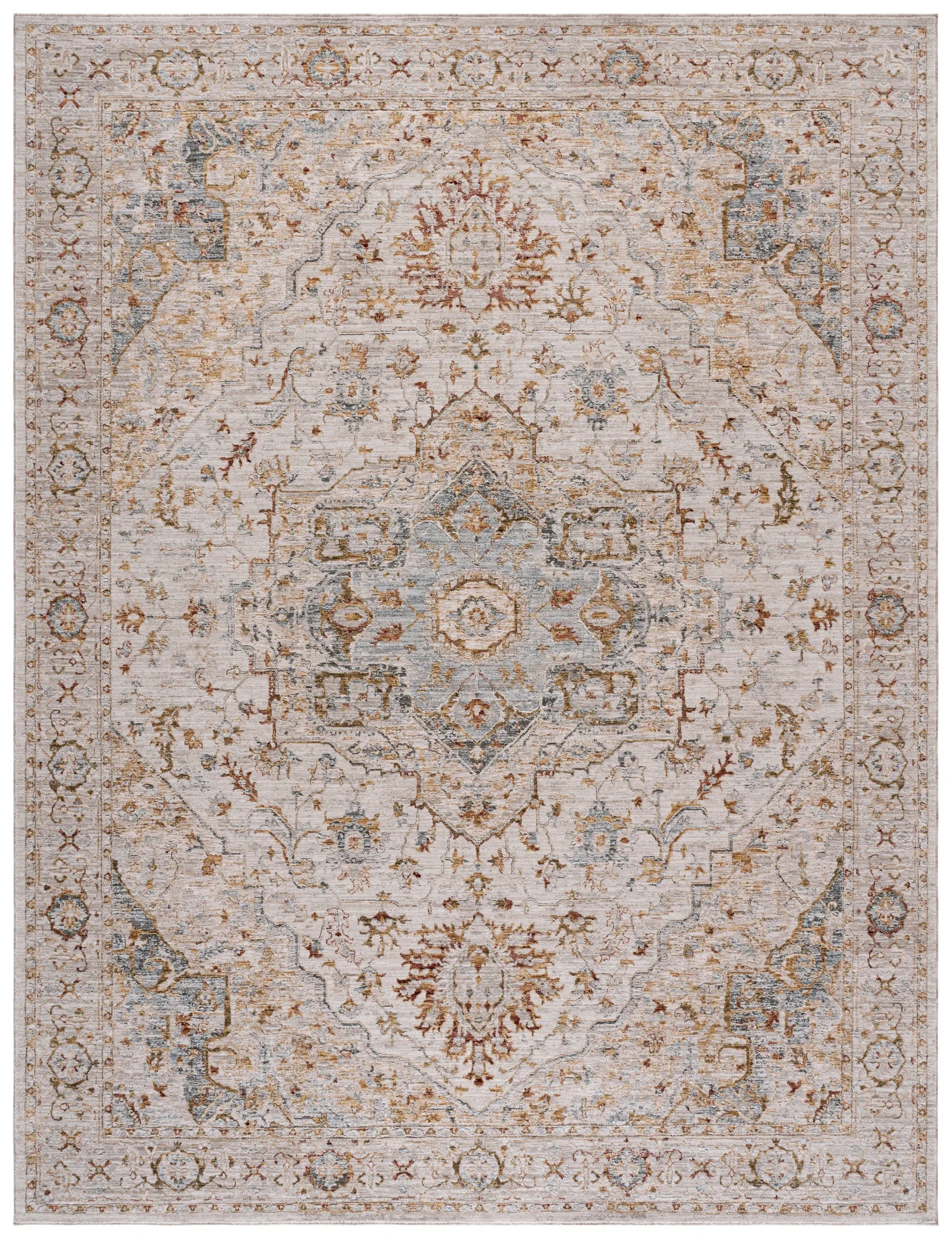 Hamilton Medallion Bordered Rug in Ivory / Blue