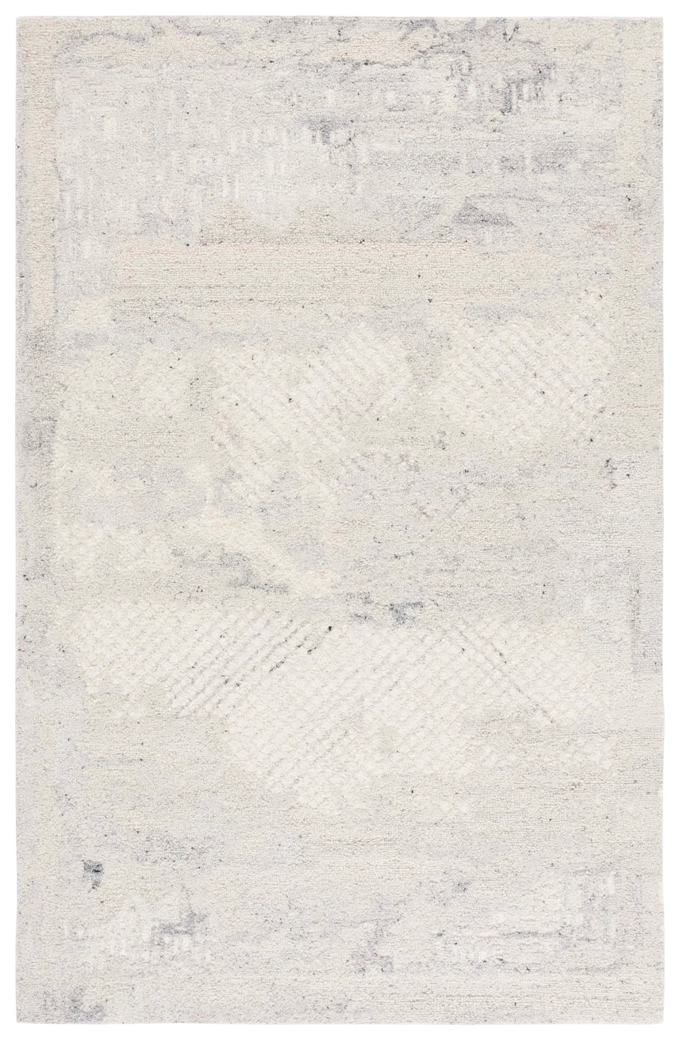 Harvest Abstract Waves Hand-Tufted Wool Rug in Silver / Ivory