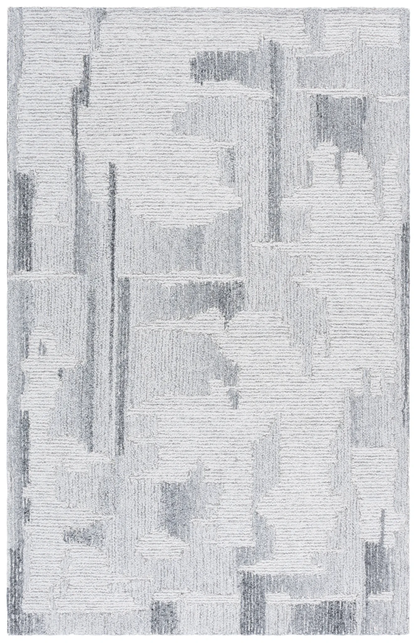 Harvest Abstract Blocks Hand-Tufted Wool Rug in Gray / Ivory