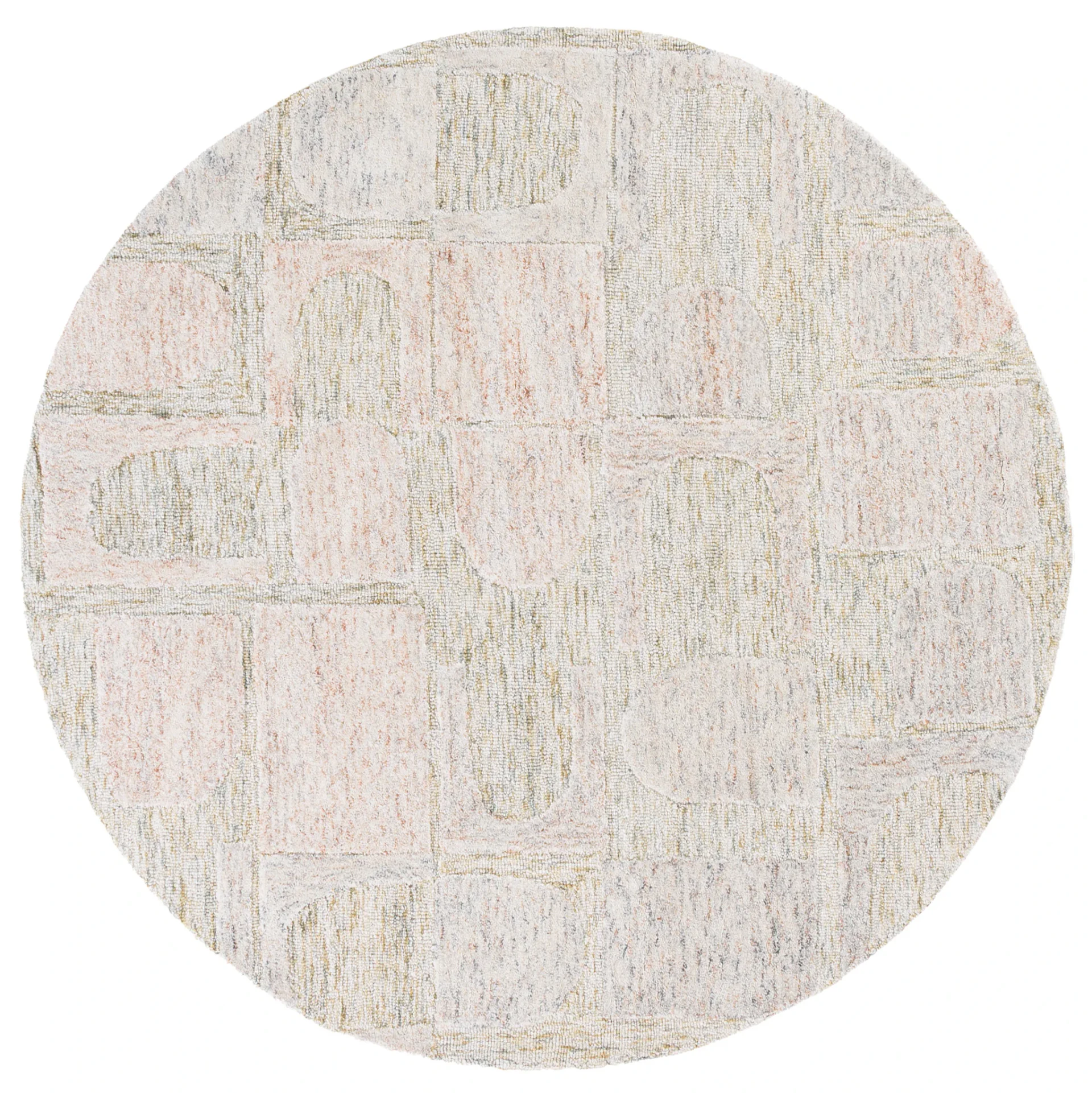 Harvest Arch And Block Hand-Tufted Wool Rug in Gray / Rust
