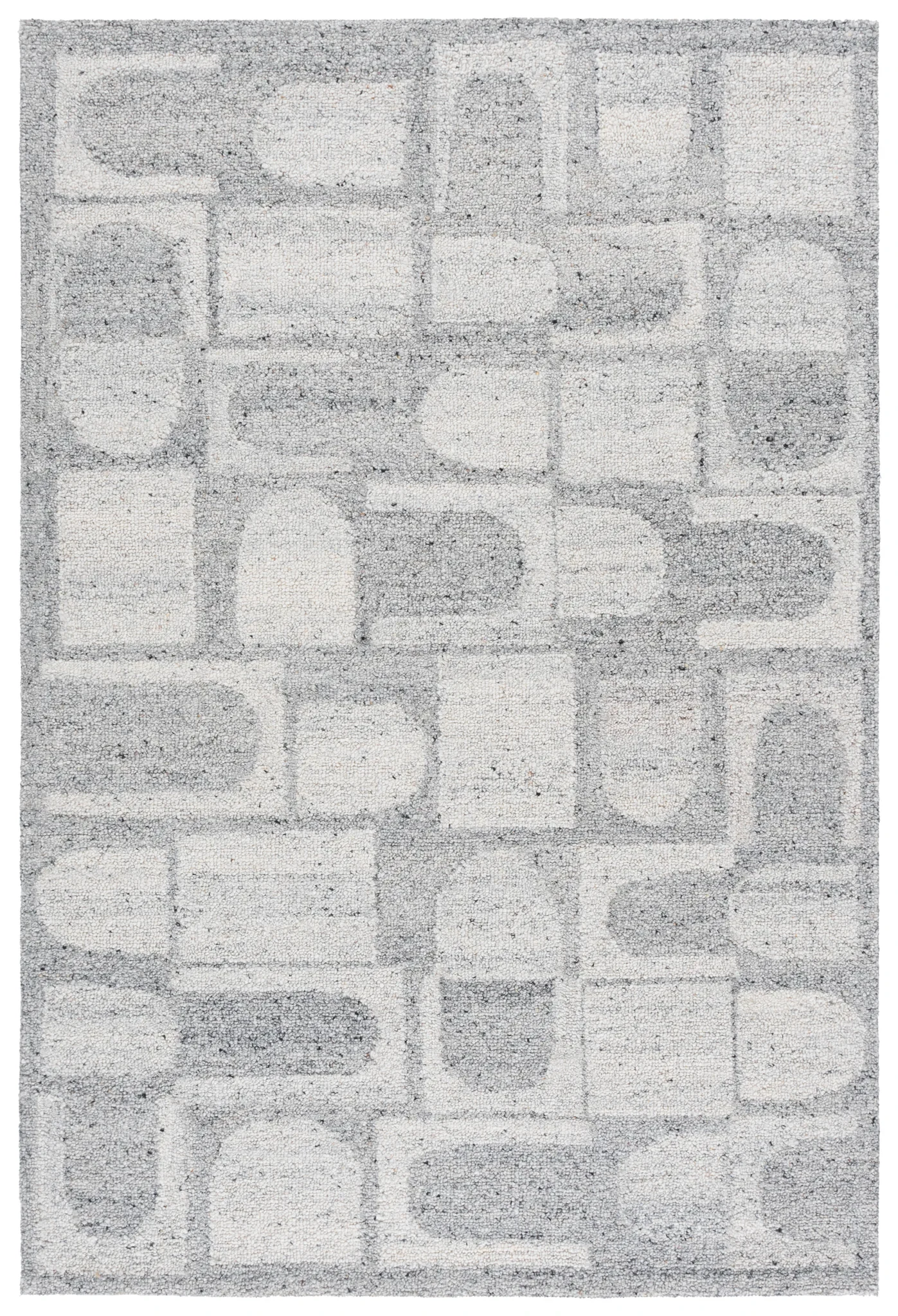 Harvest Arch And Block Hand-Tufted Wool Rug in Silver / Gray