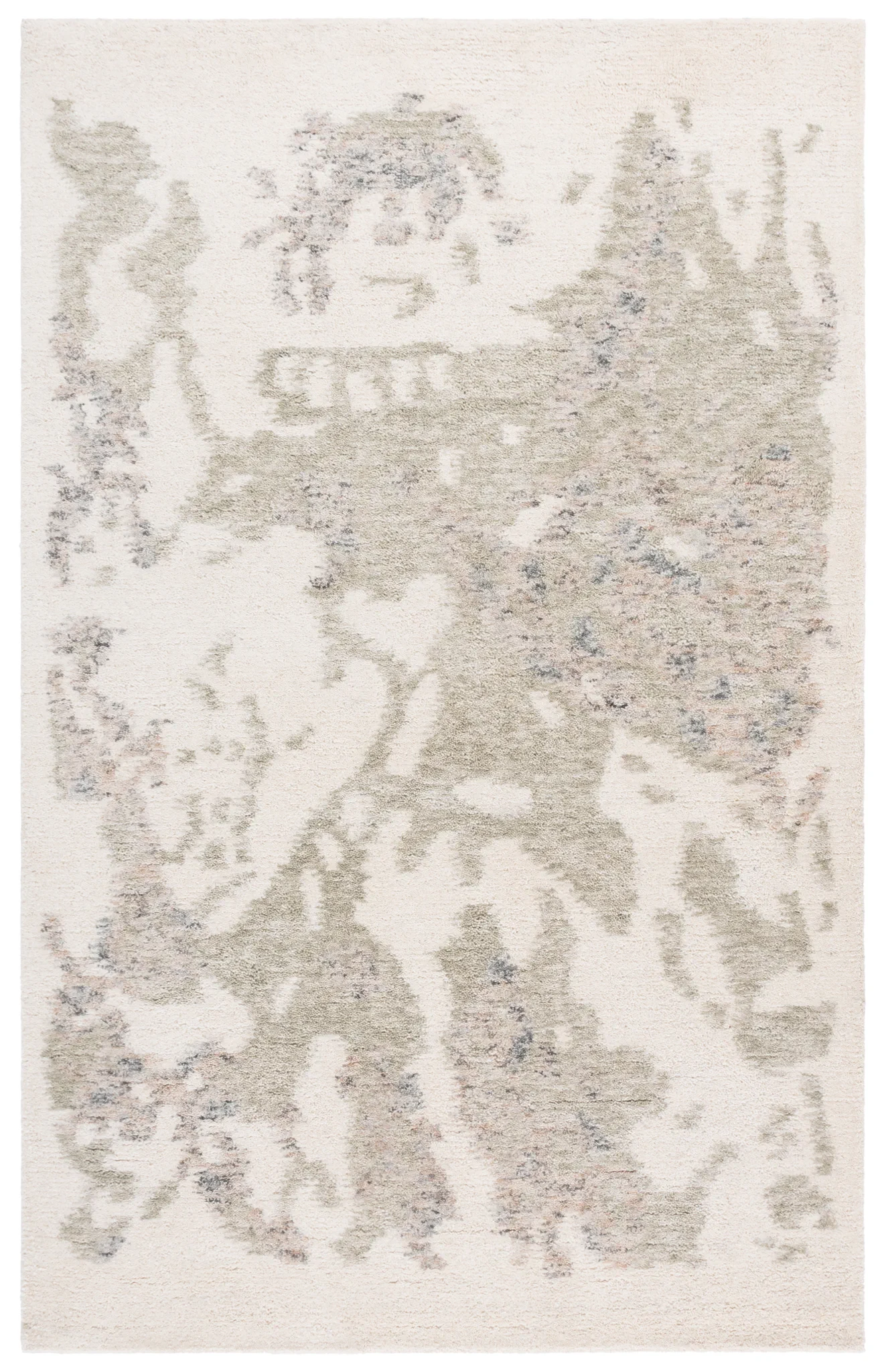 Harvest Abstract Watercolor Hand-Tufted Wool Rug in Ivory / Green