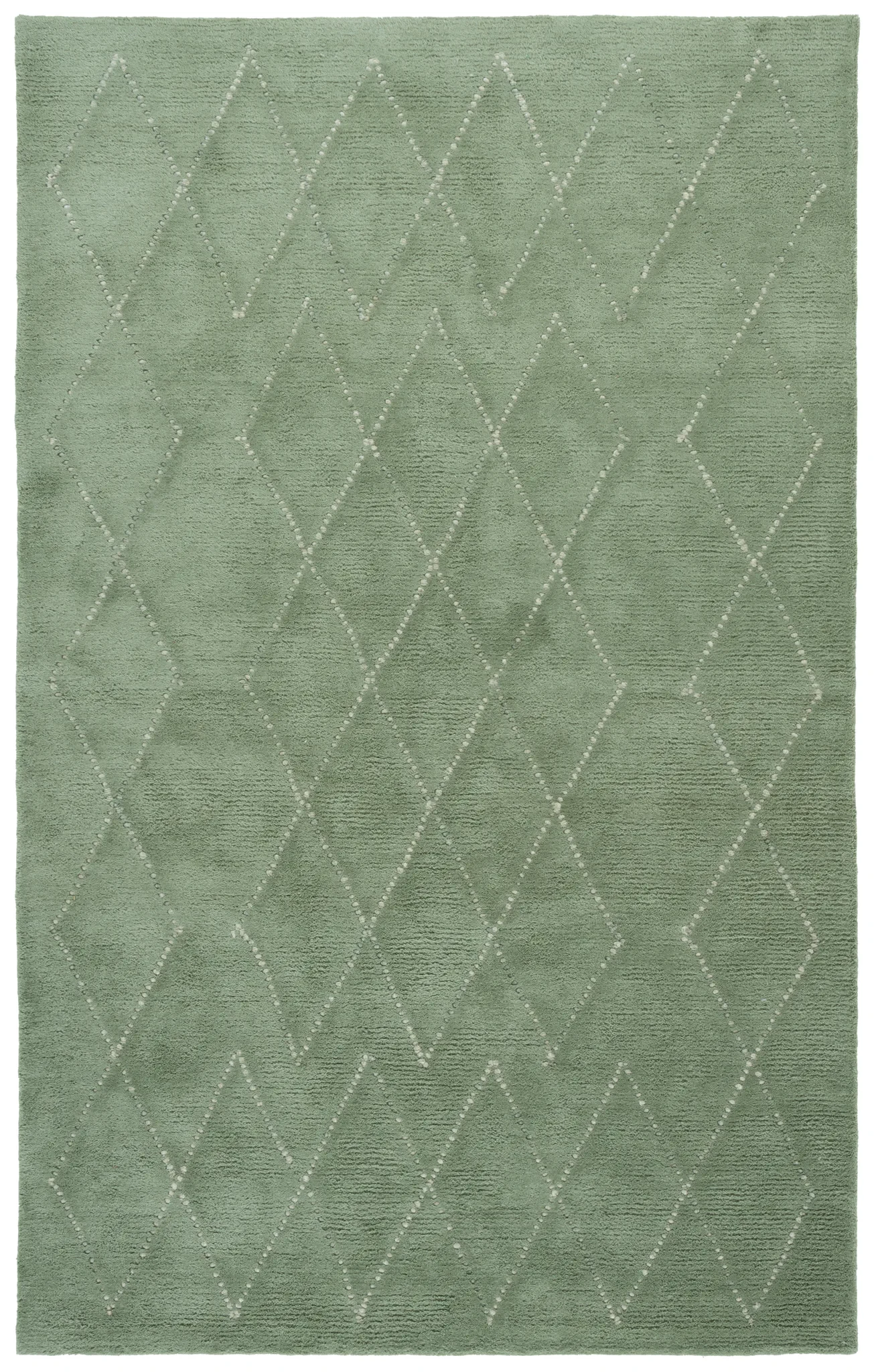 Harvest Diamond Lattice Hand-Tufted Wool Rug in Sage / Ivory